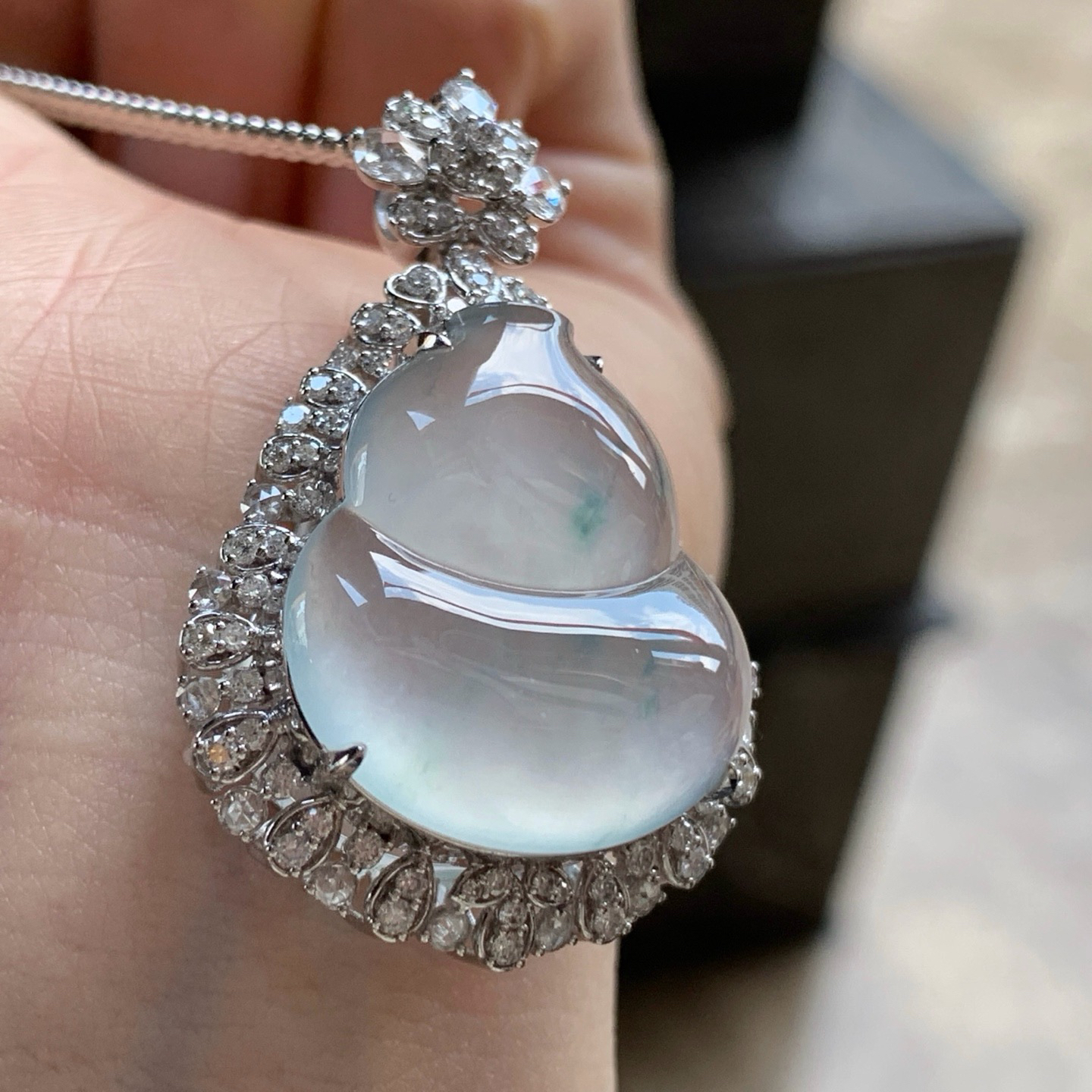 金钻镶嵌冰种葫芦^_^冰透 尺寸21.8-19.6-4 38.6-25.3-12.4mm