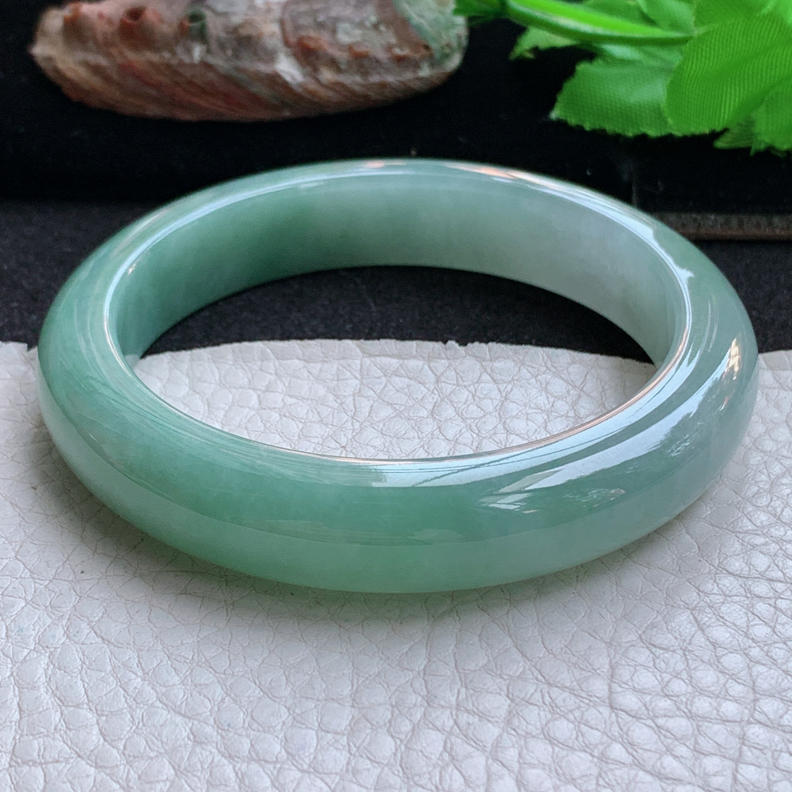 ym实拍59.5*12.5*8.8招财镯 天然缅甸翡翠a货手镯半山水正圈玉镯子