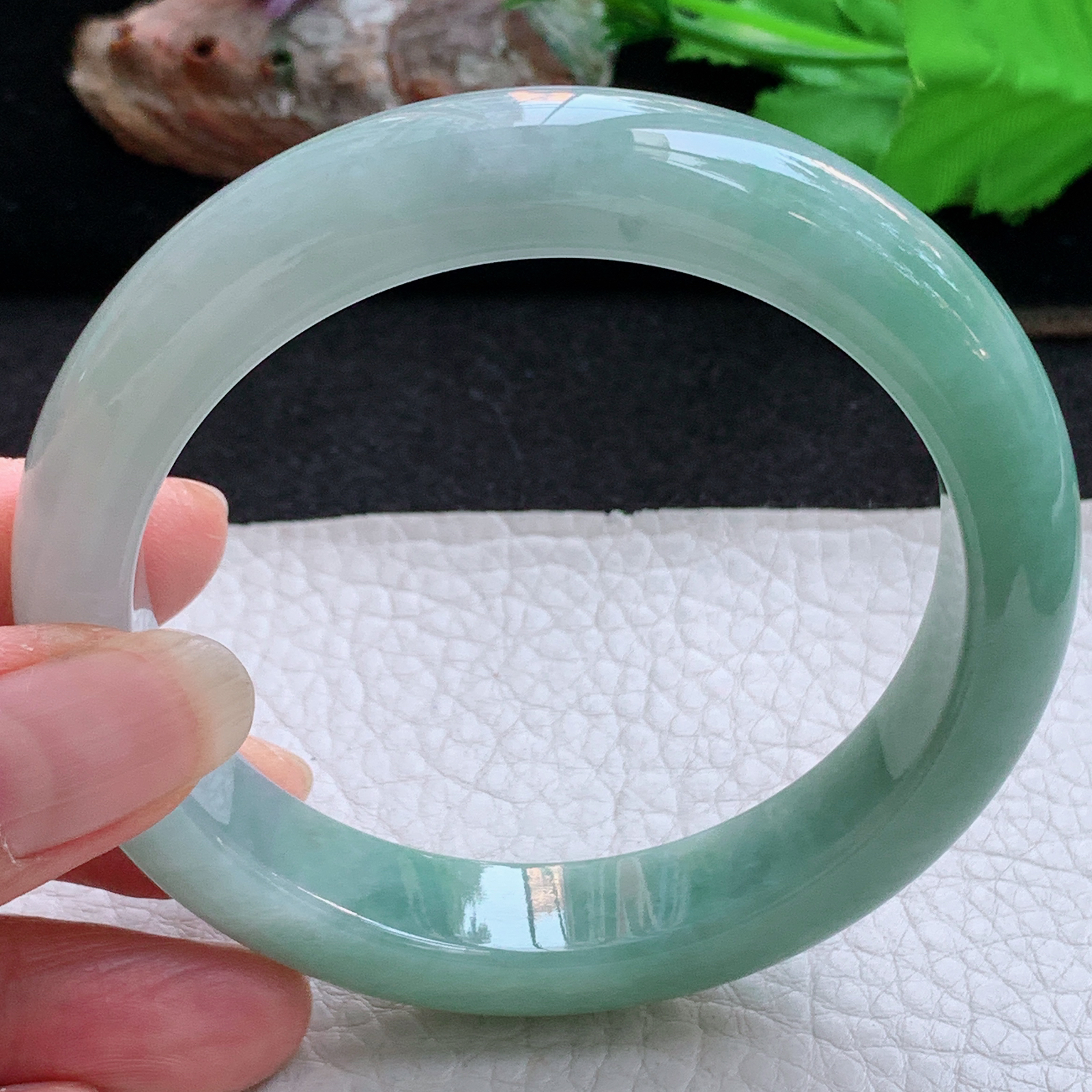 ym实拍59.5*12.5*8.8招财镯 天然缅甸翡翠a货手镯半山水正圈玉镯子