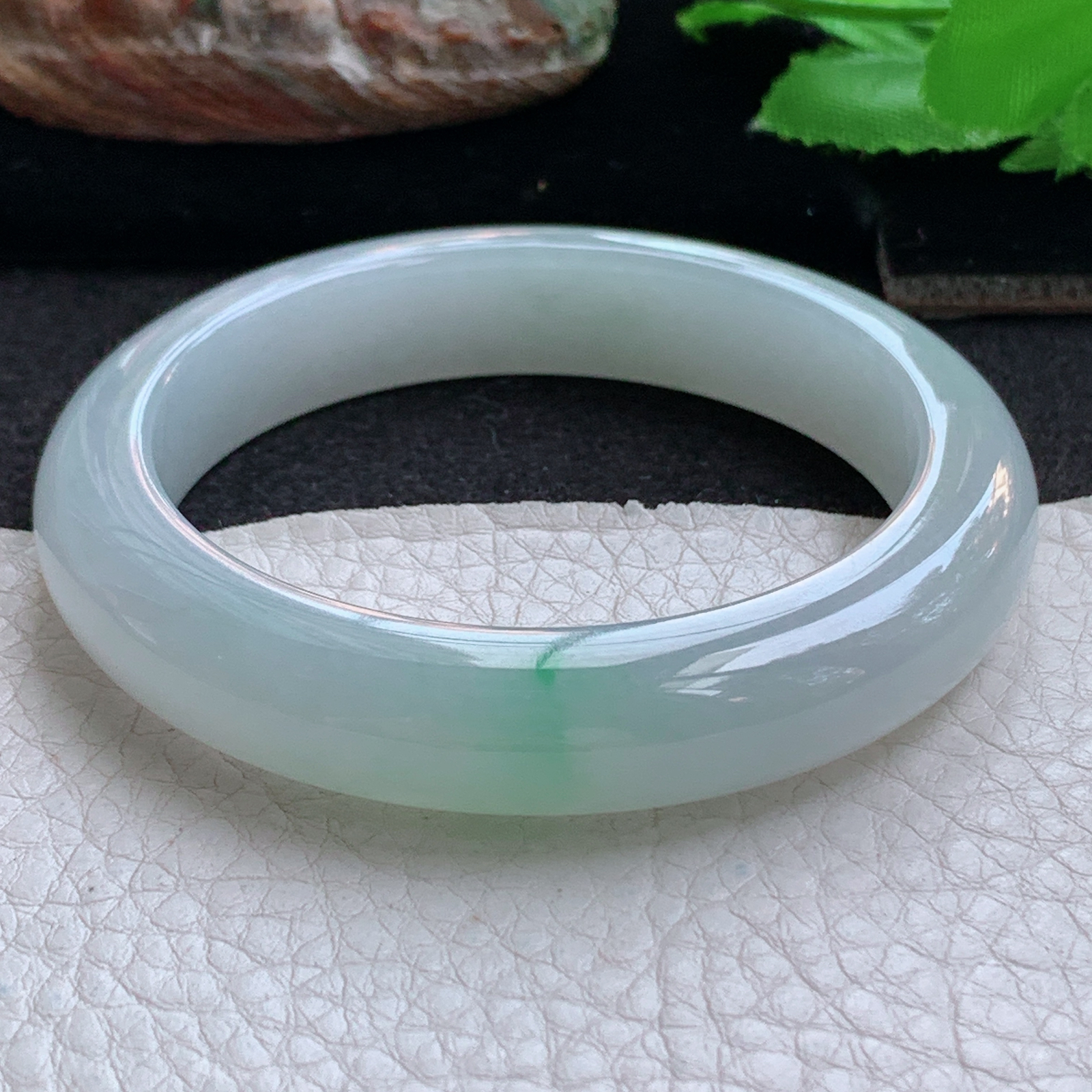 fx小圈口52.5*11.5*8.7平安镯 天然缅甸翡翠手镯飘绿冰胶正圈玉镯子