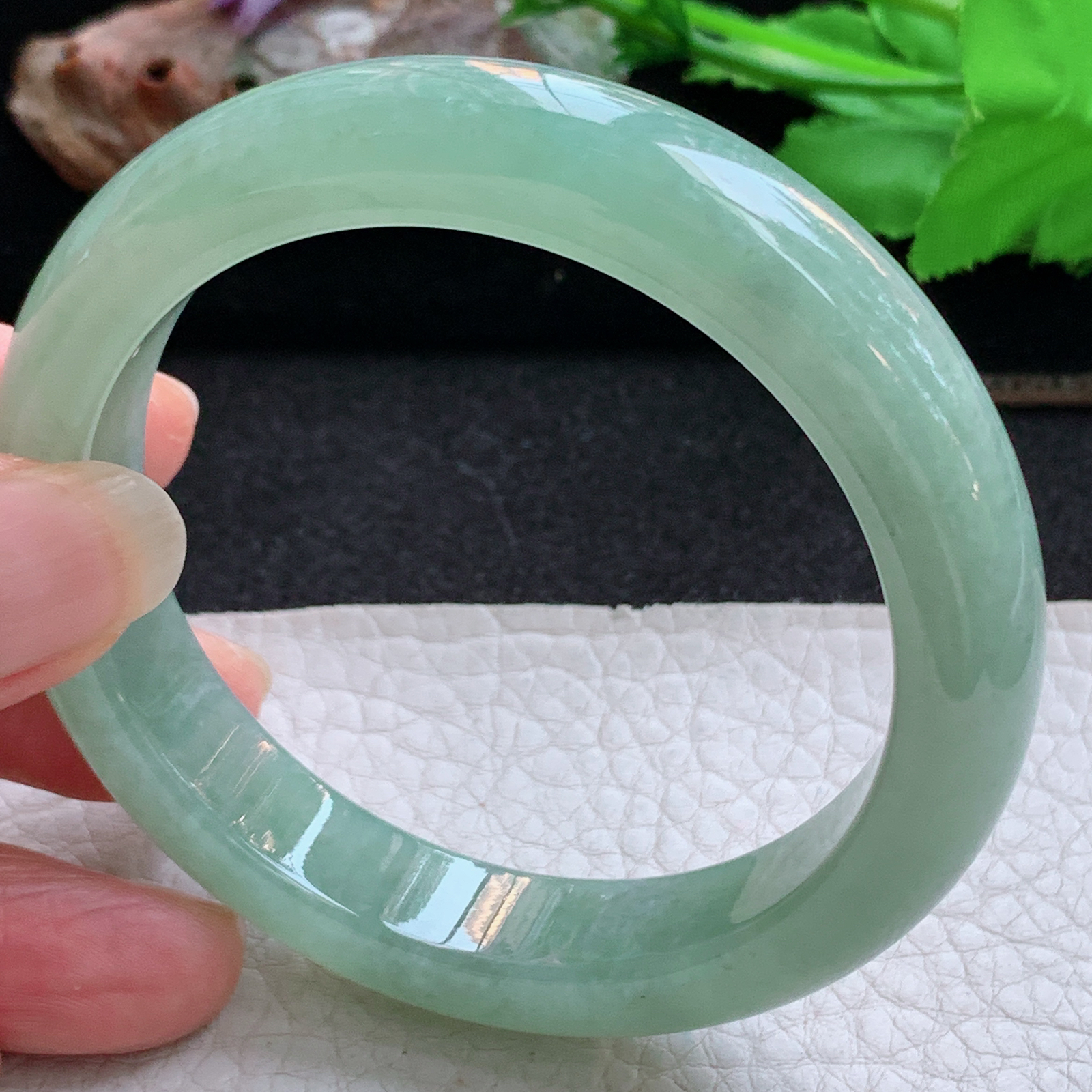 ym实拍55.5*12*8.3平安镯 天然缅甸翡翠a货手镯冰晴正圈玉镯子