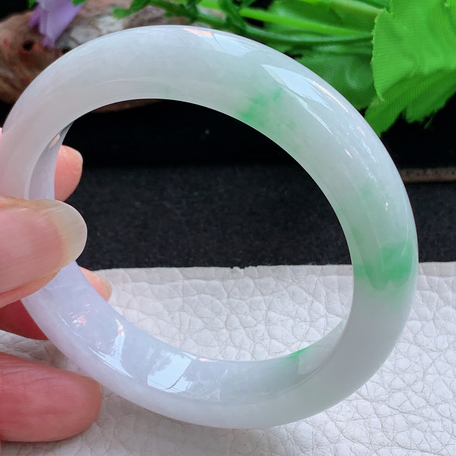 ee实拍53*13*8.3平安镯 天然缅甸翡翠a货手镯飘阳绿水润正圈玉镯子