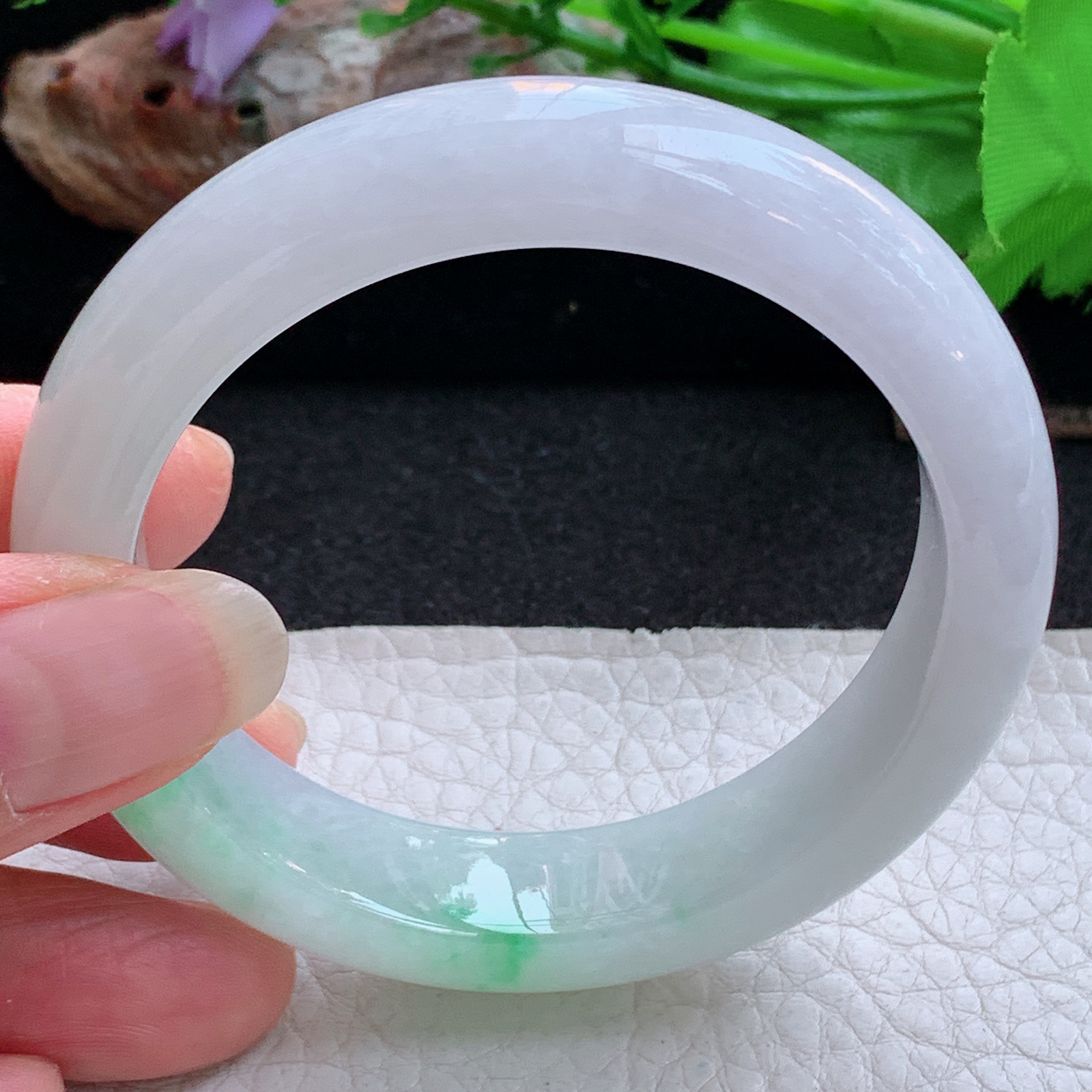 ee实拍53*13*8.3平安镯 天然缅甸翡翠a货手镯飘阳绿水润正圈玉镯子