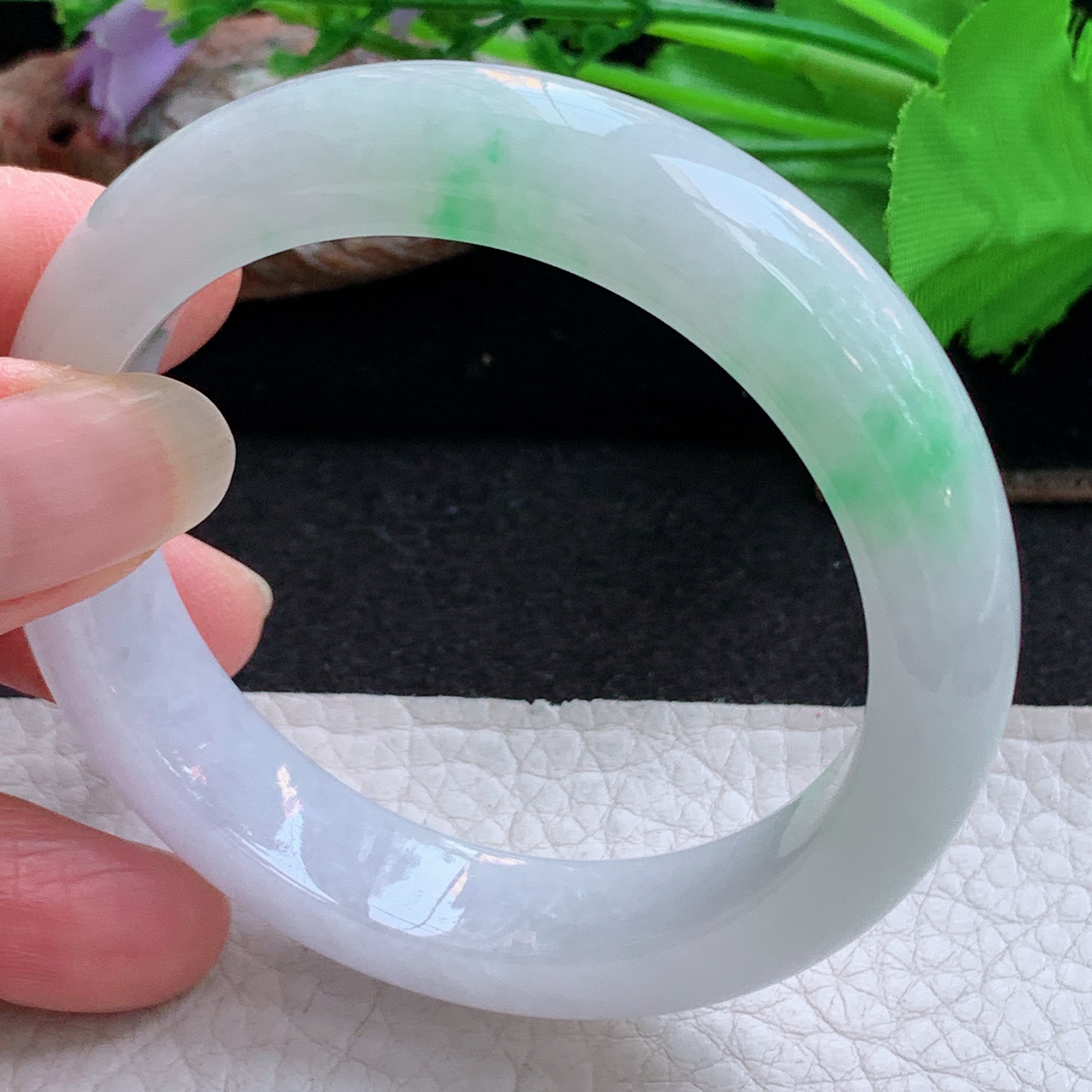 ee实拍53*13*8.3平安镯 天然缅甸翡翠a货手镯飘阳绿水润正圈玉镯子