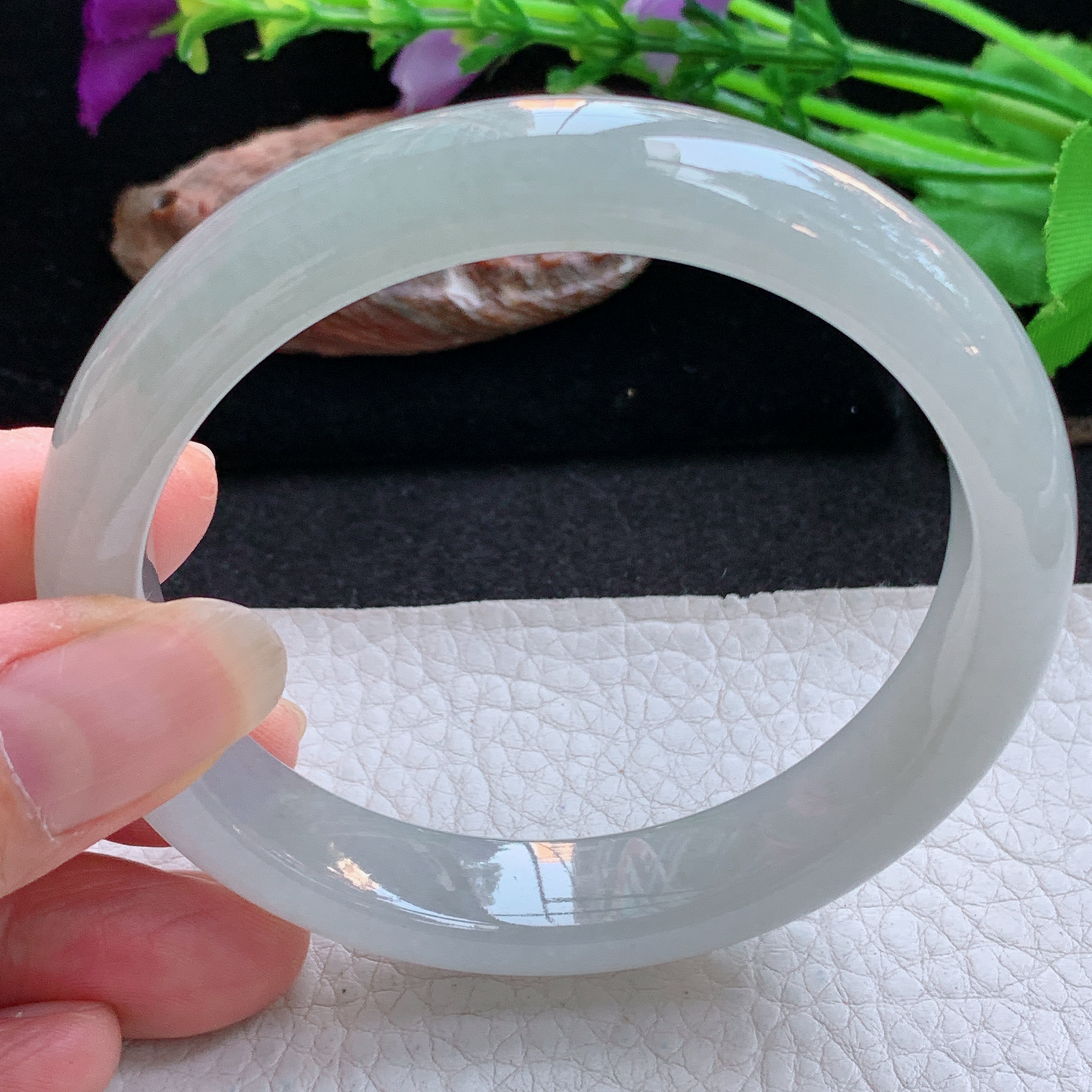 xx实拍59*12*8平安镯 天然缅甸翡翠a货手镯冰纯起光正圈玉镯子