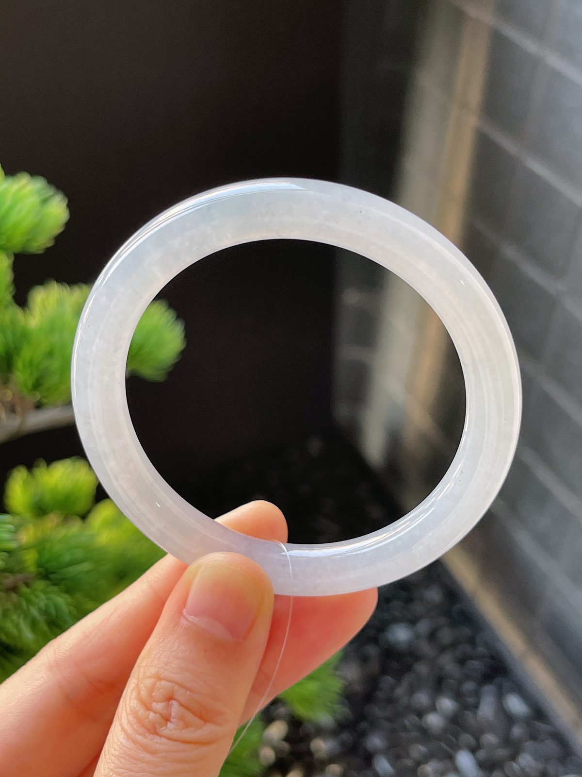 圆镯50.3圈口，翡翠冰糯种白色手镯