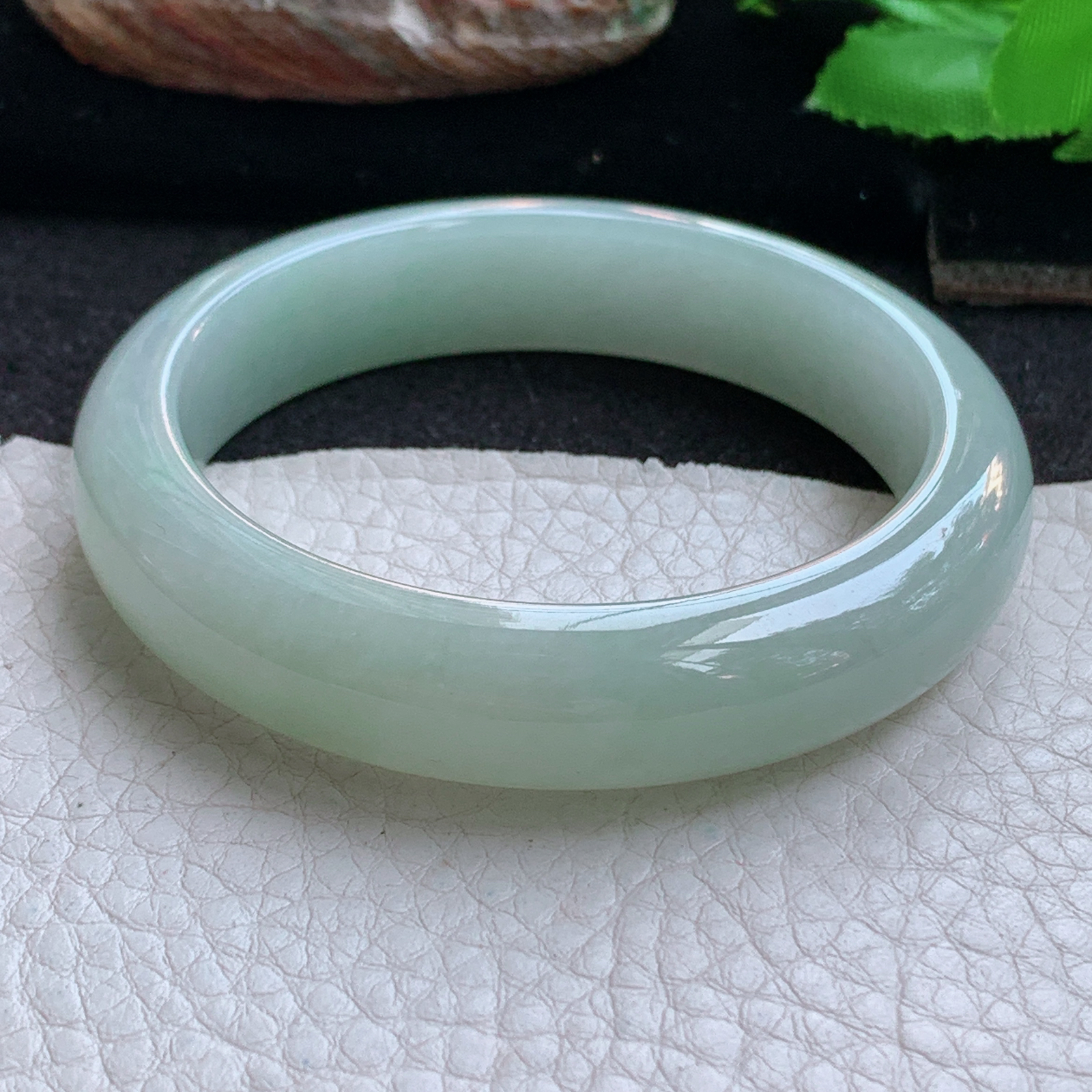 ym小圈口52.5*12.5*7.8平安镯 天然缅甸翡翠a货手镯浅绿正圈玉镯子