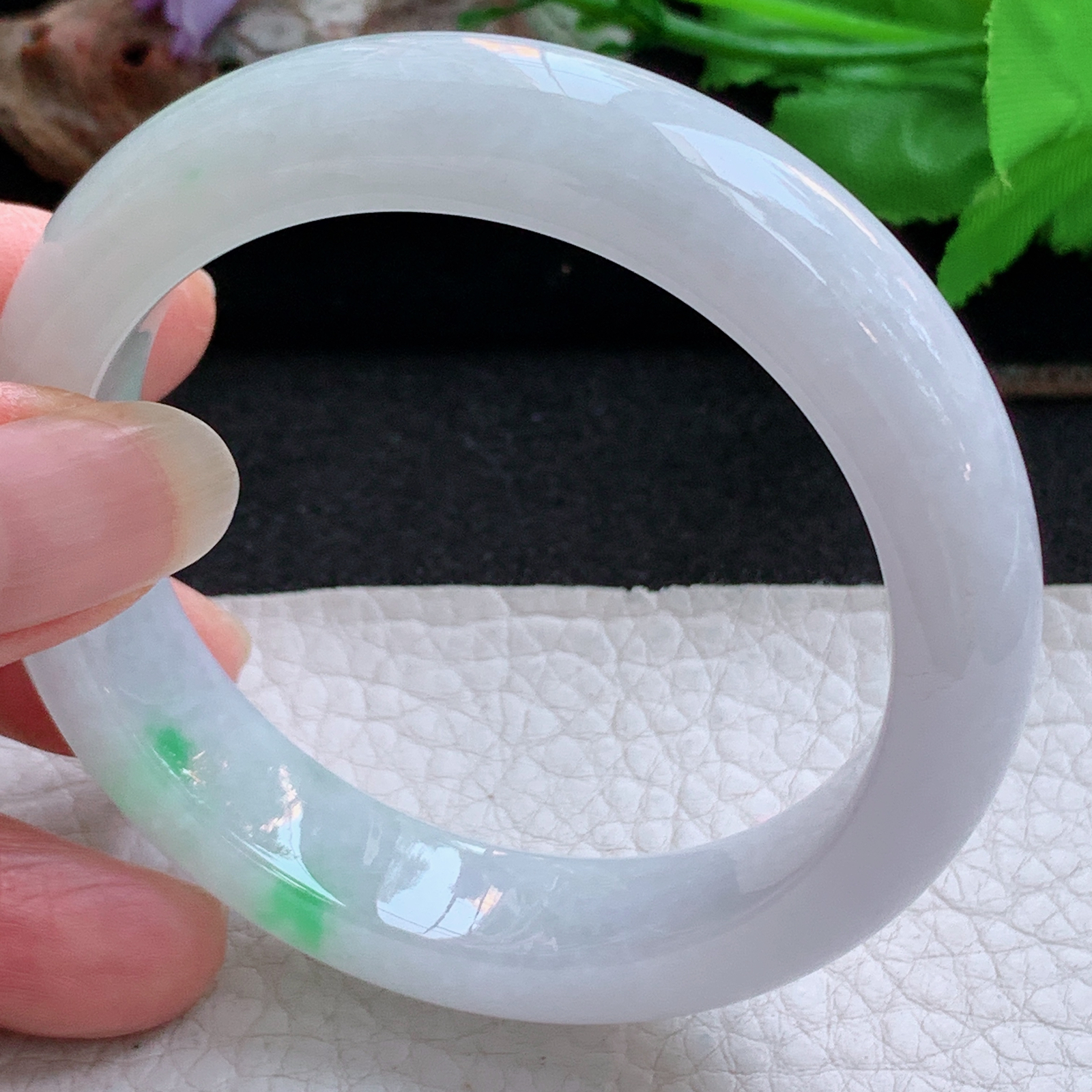 ee实拍53*13*8.3平安镯 天然缅甸翡翠a货手镯飘阳绿水润正圈玉镯子