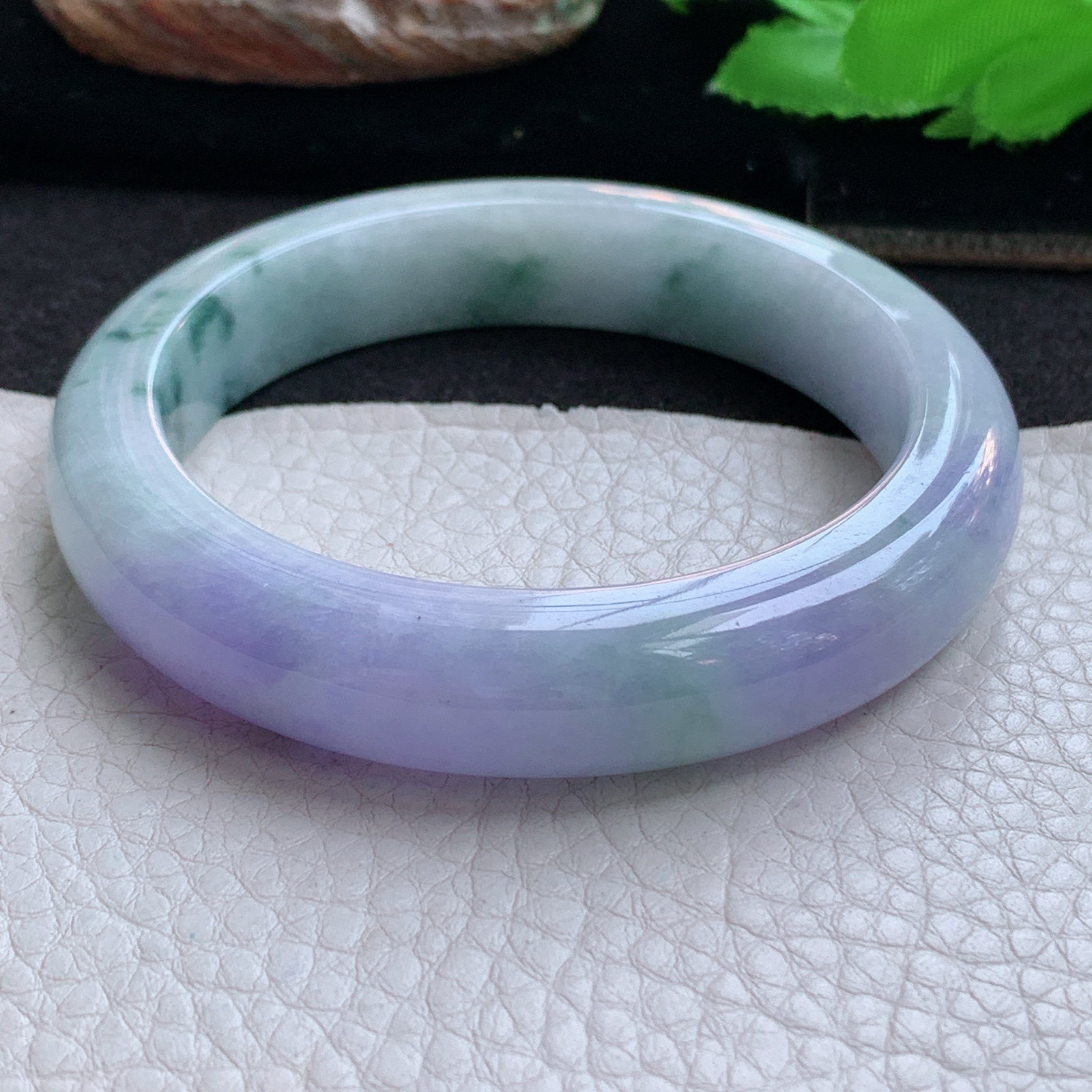 yh高雅款57*12.5*9平安镯 天然缅甸翡翠a货手镯春带彩厚装正圈玉镯子