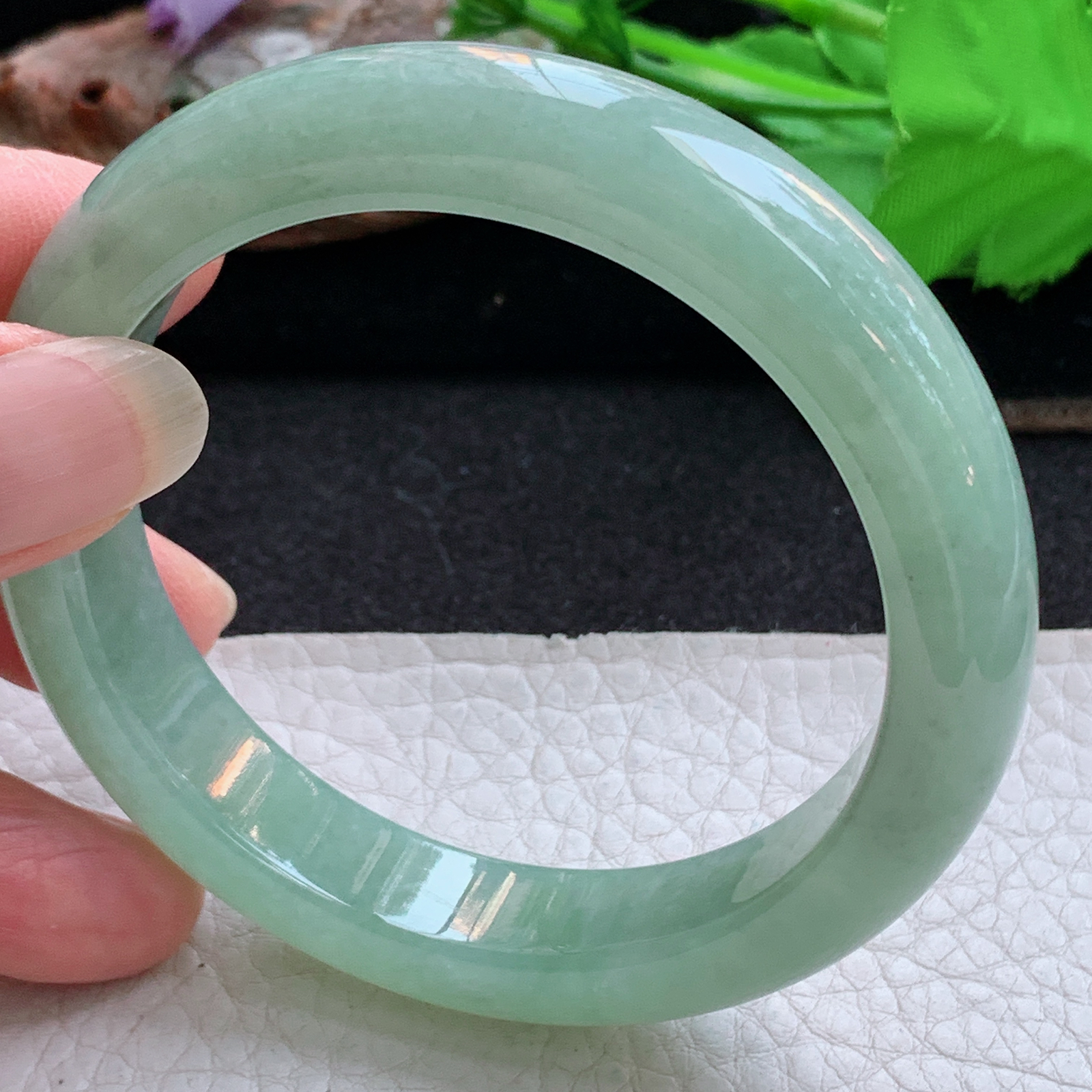 ym实拍55.5*12*8.3平安镯 天然缅甸翡翠a货手镯冰晴正圈玉镯子