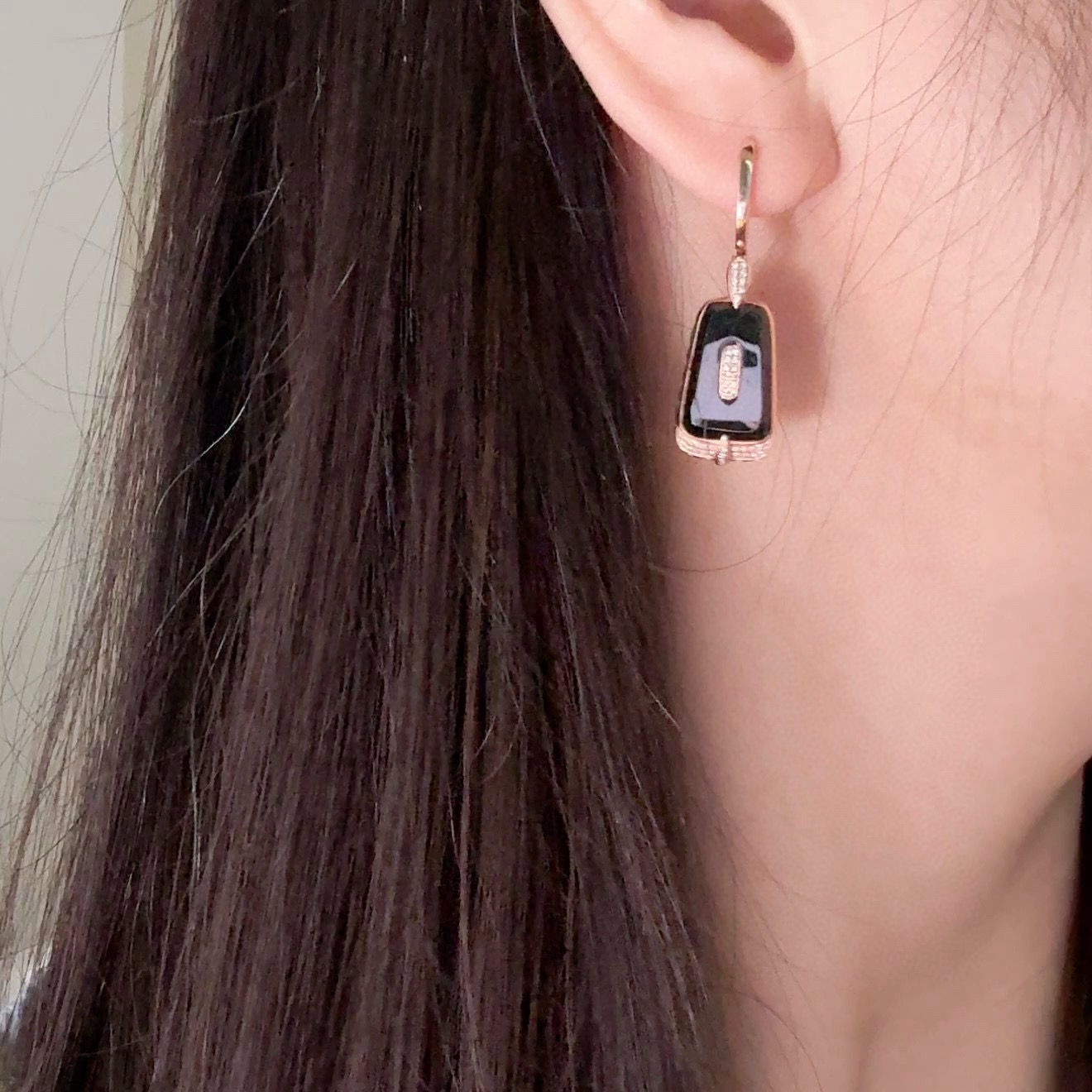 精品18k墨翠耳坠 重金豪镶 打灯通透 油性十足 尺寸37.2