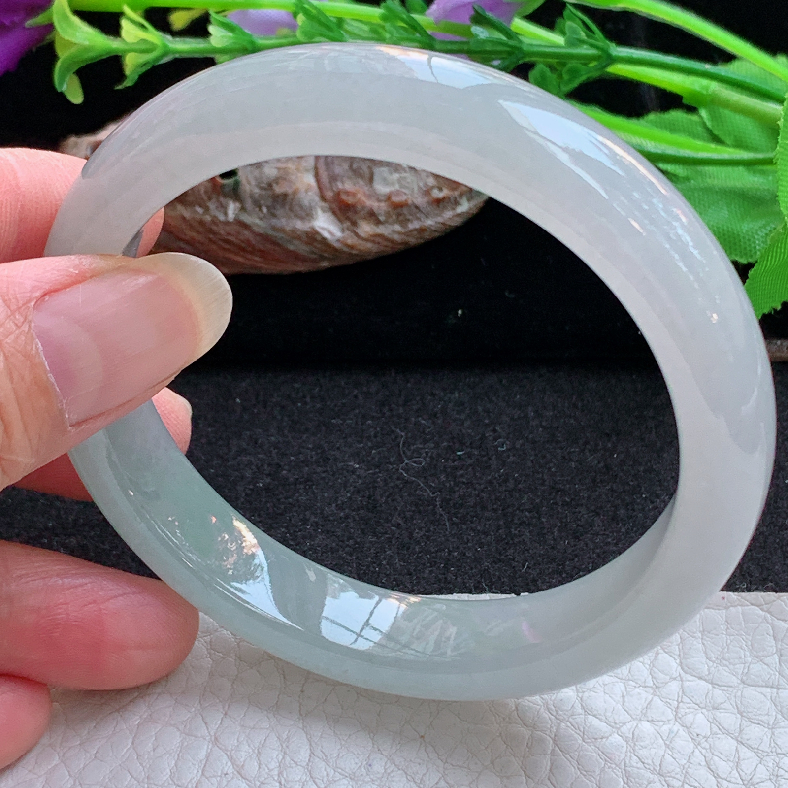 xx实拍59*12*8平安镯 天然缅甸翡翠a货手镯冰纯起光正圈玉镯子