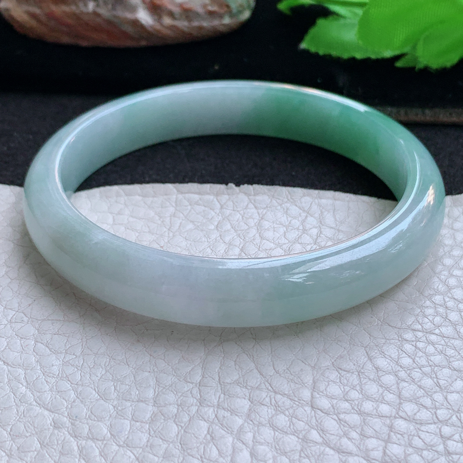 yh大圈口61*11.2*7.2平安镯 天然缅甸翡翠a货手镯清新正圈玉镯子