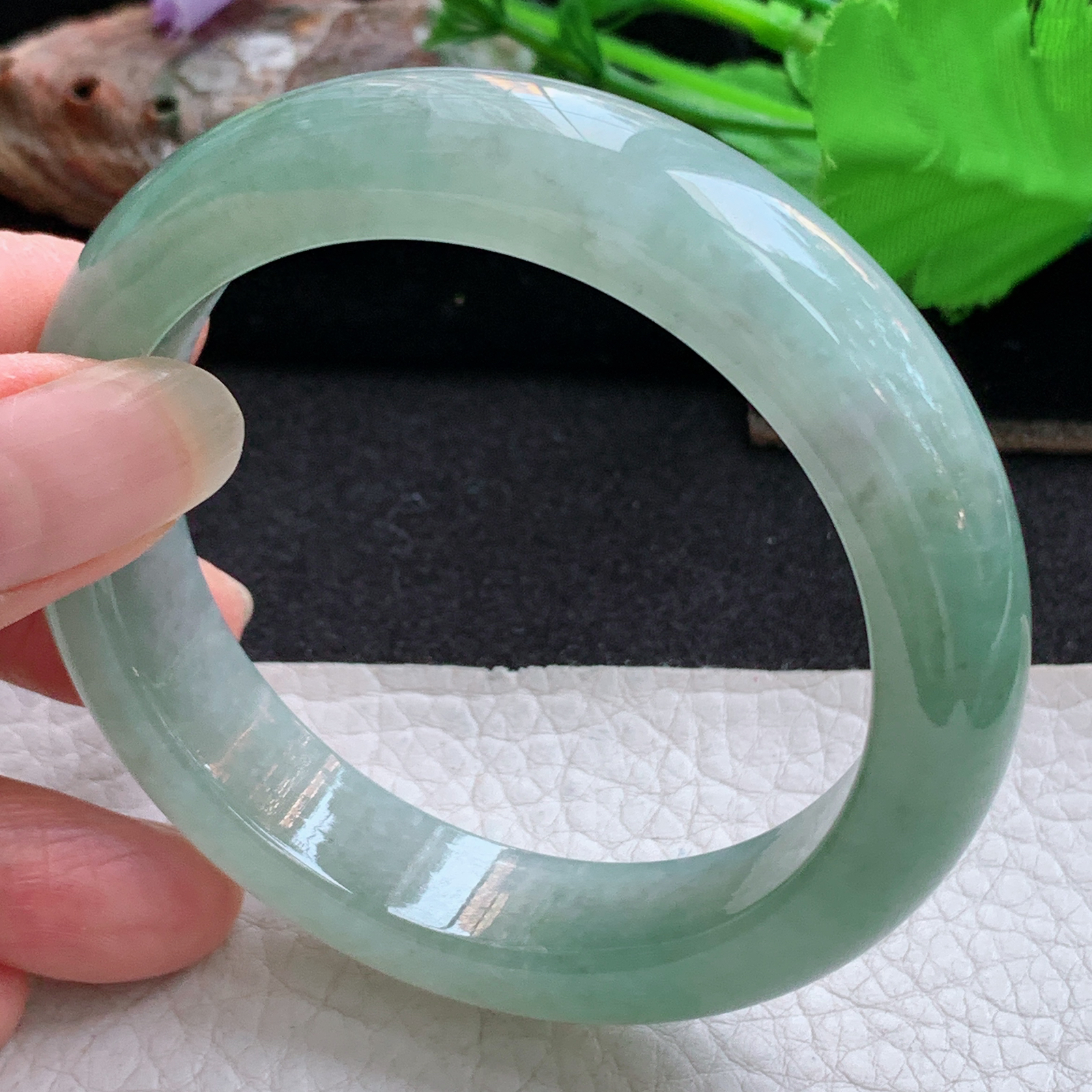 fx实拍56*13.3*9.5平安镯 天然缅甸翡翠手镯晴美细润正圈玉镯子