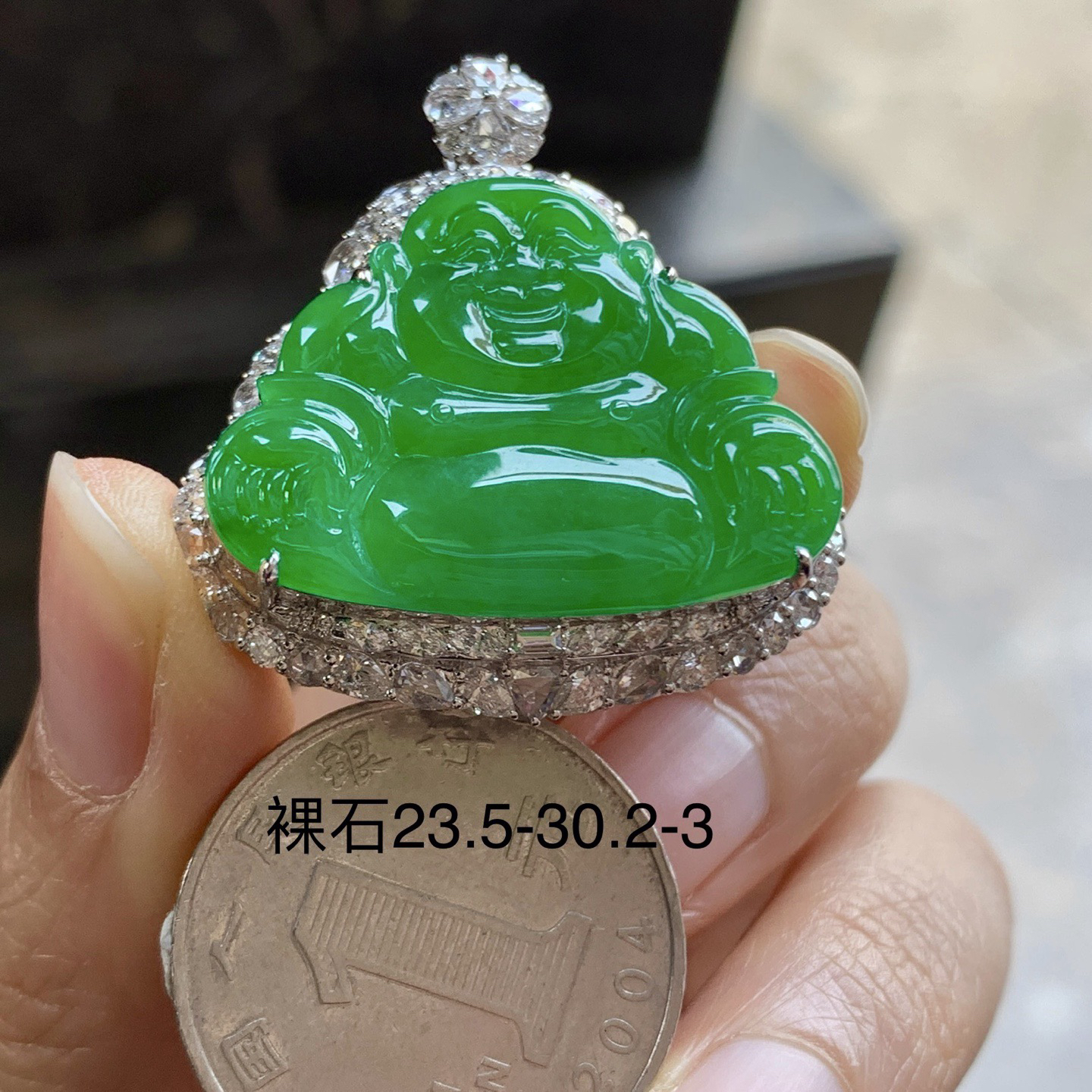 金钻镶嵌辣绿色佛公^_^鲜艳 浓郁