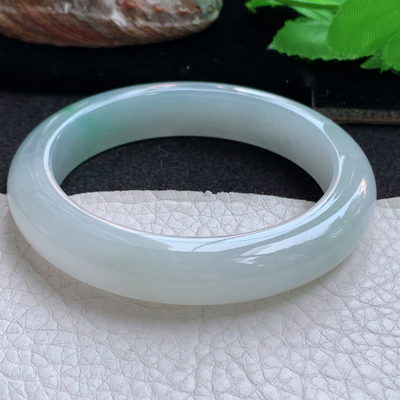 fx小圈口52.5*11.5*8.7平安镯 天然缅甸翡翠手镯飘绿冰胶正圈玉镯子