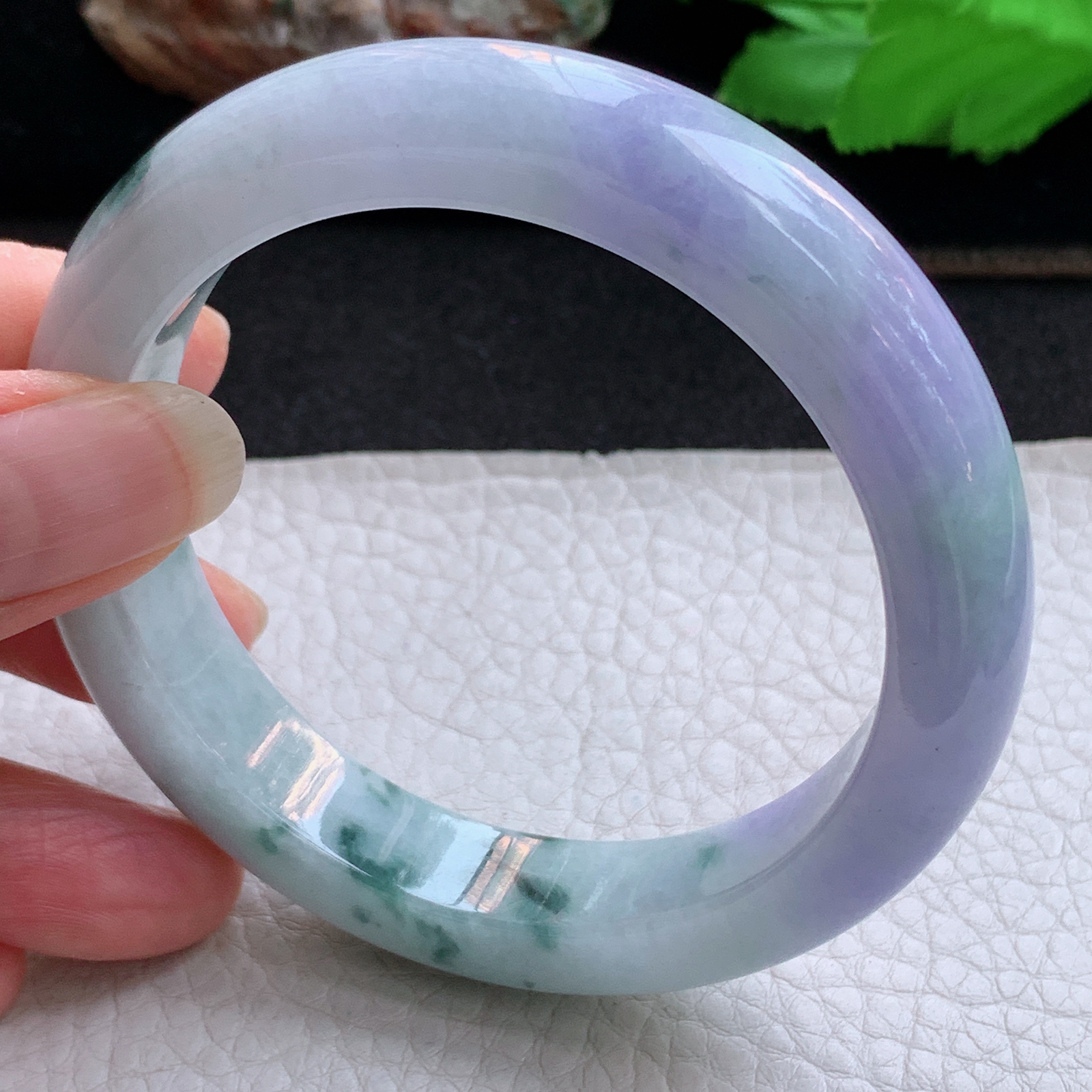 yh高雅款57*12.5*9平安镯 天然缅甸翡翠a货手镯春带彩厚装正圈玉镯子