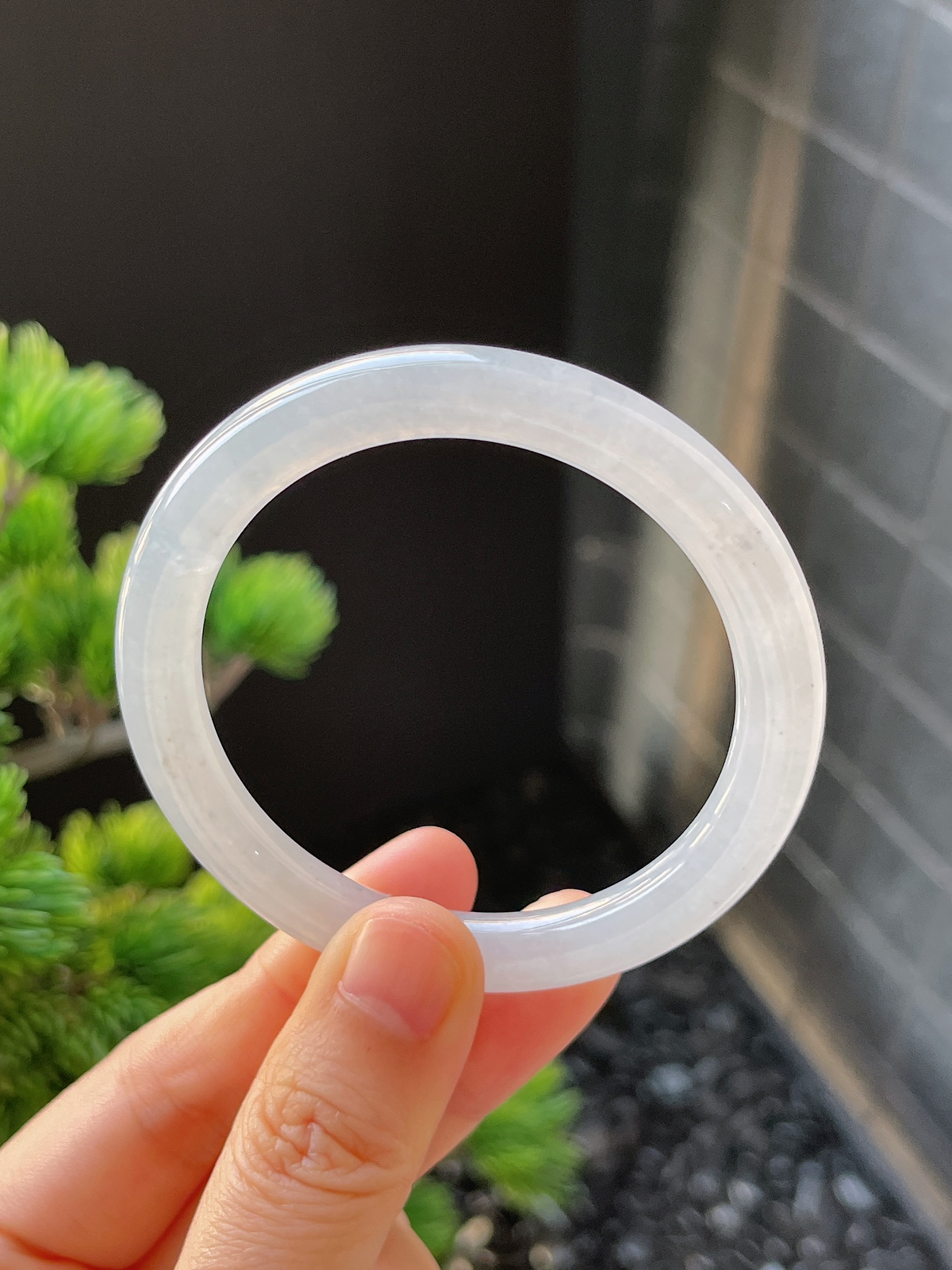 圆镯50.3圈口，翡翠冰糯种白色手镯