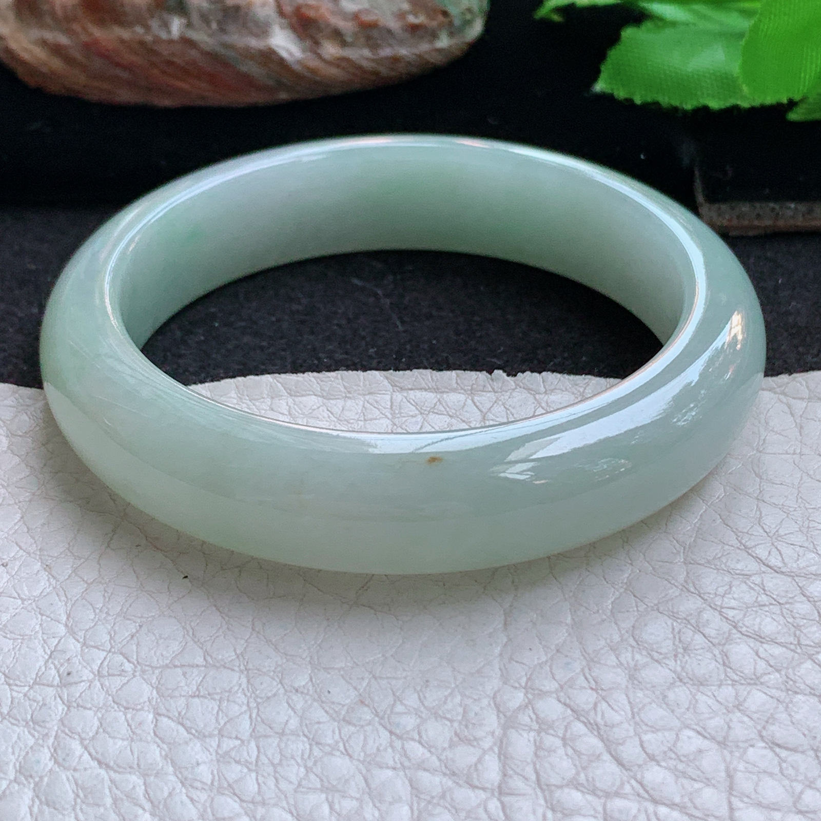 ym小圈口52.5*12.5*7.8平安镯 天然缅甸翡翠a货手镯浅绿正圈玉镯子