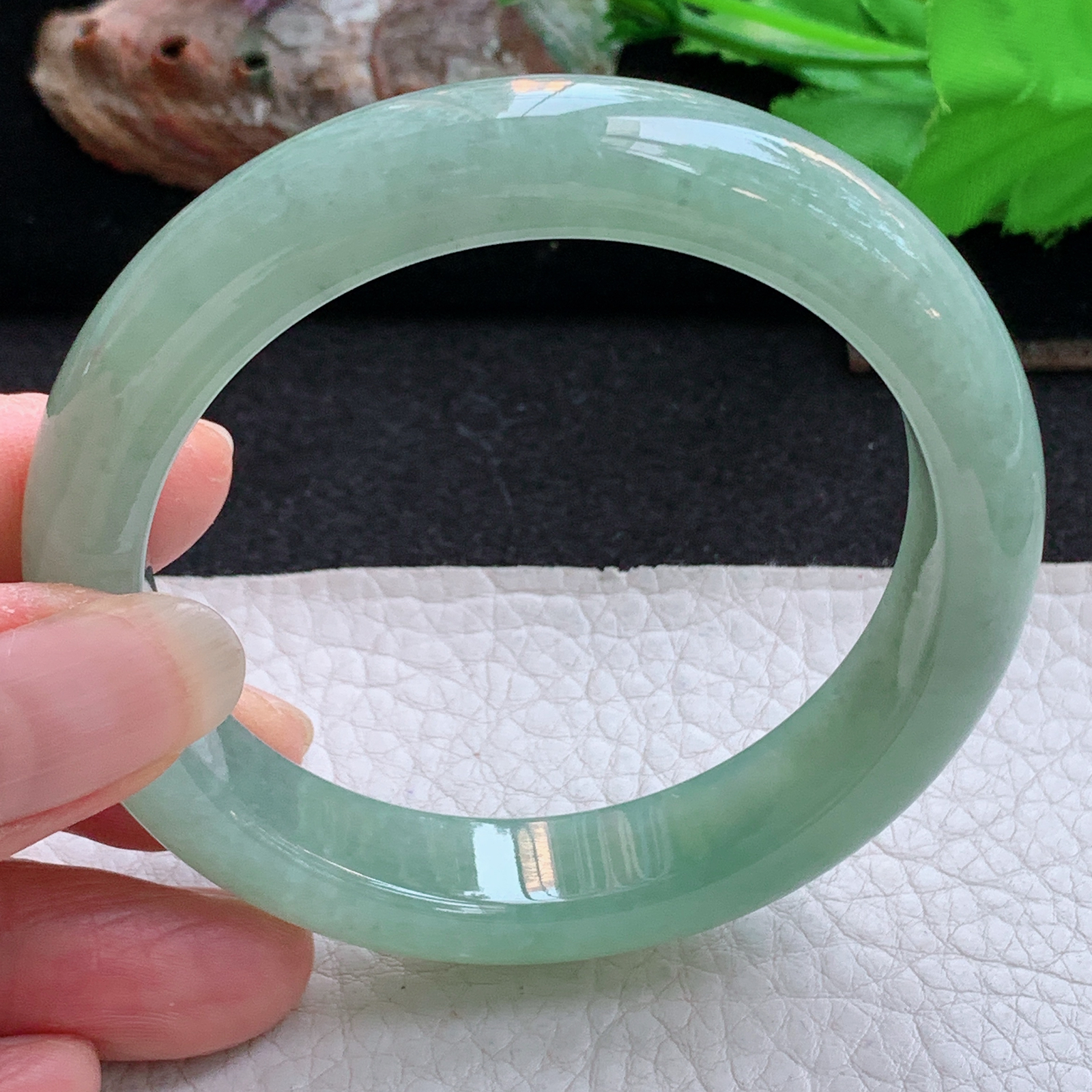 ym实拍55.5*12*8.3平安镯 天然缅甸翡翠a货手镯冰晴正圈玉镯子