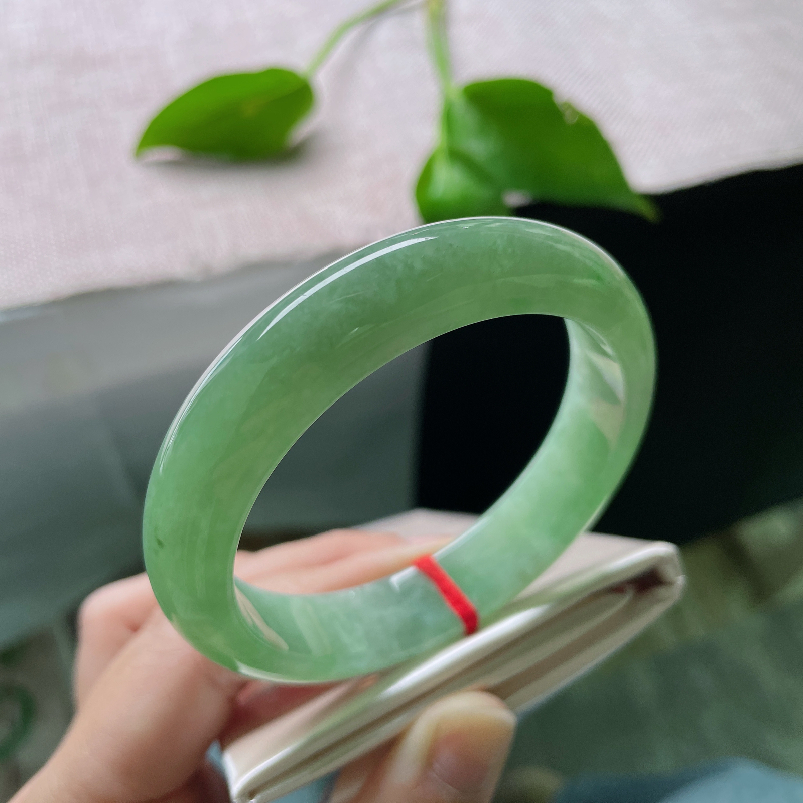 57.4/13.4/8.1绿底正圈，水润细腻，色系伊人，郁郁葱葱，贵气，一点皮纹