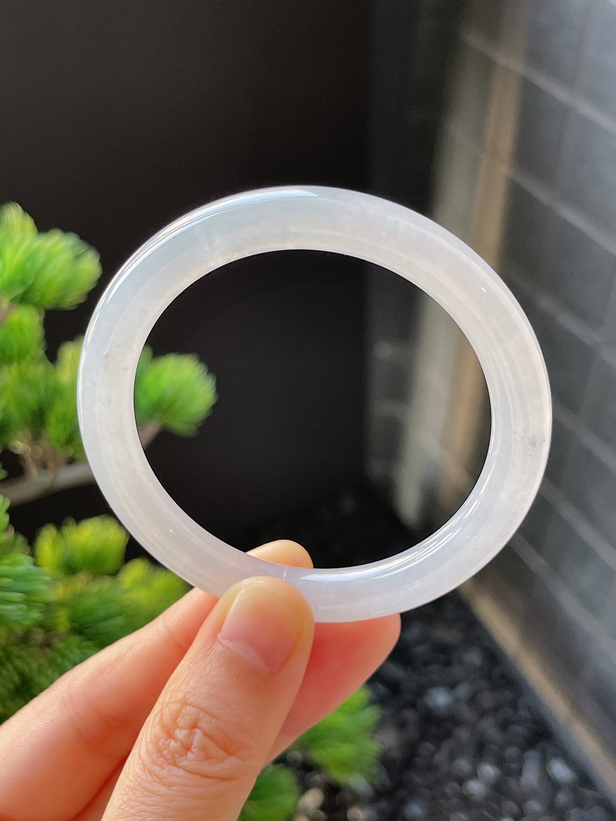 圆镯50.3圈口，翡翠冰糯种白色手镯