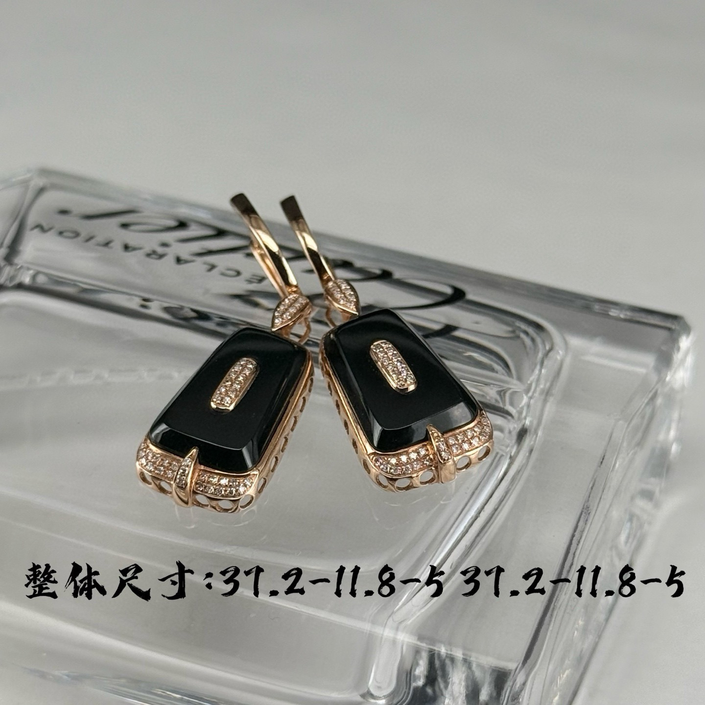 精品18k墨翠耳坠 重金豪镶 打灯通透 油性十足 尺寸37.2