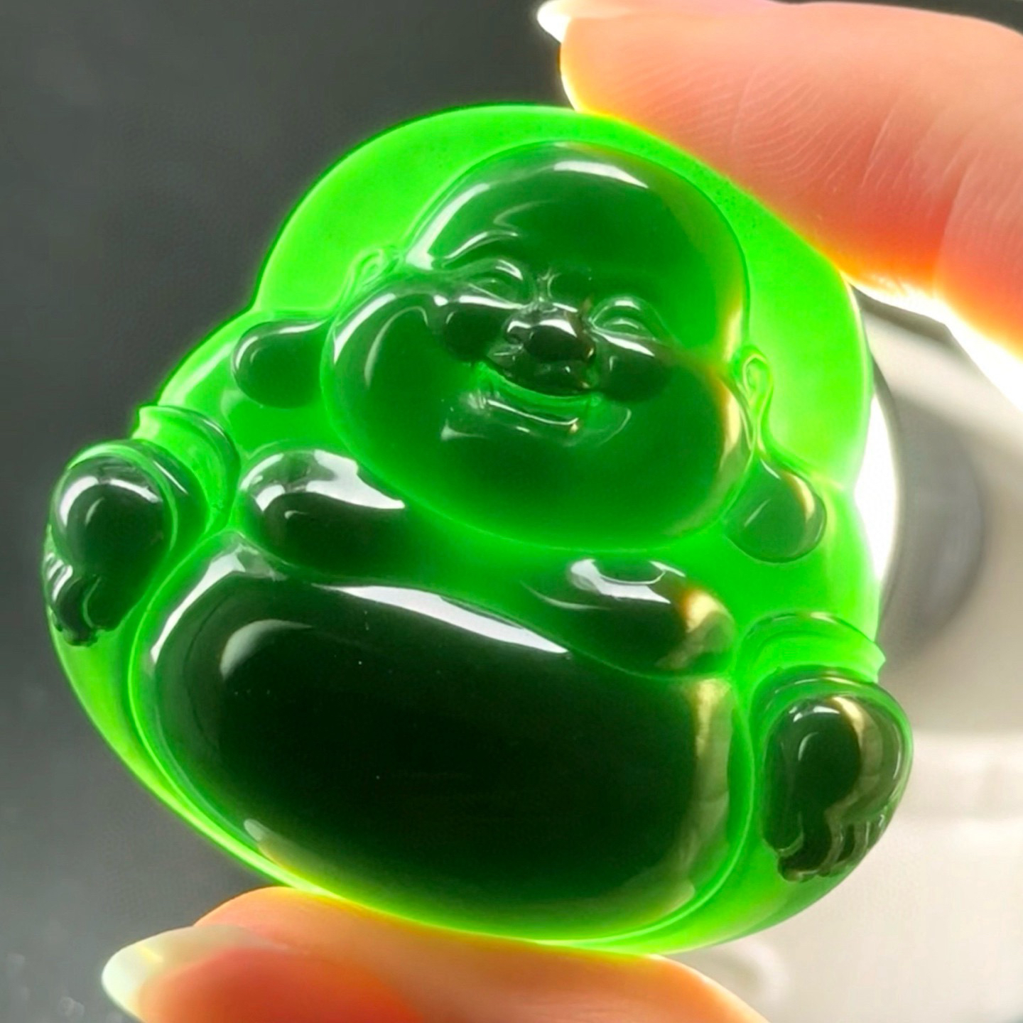 墨翠大肚佛 种好色正 黑度极好 尺寸41