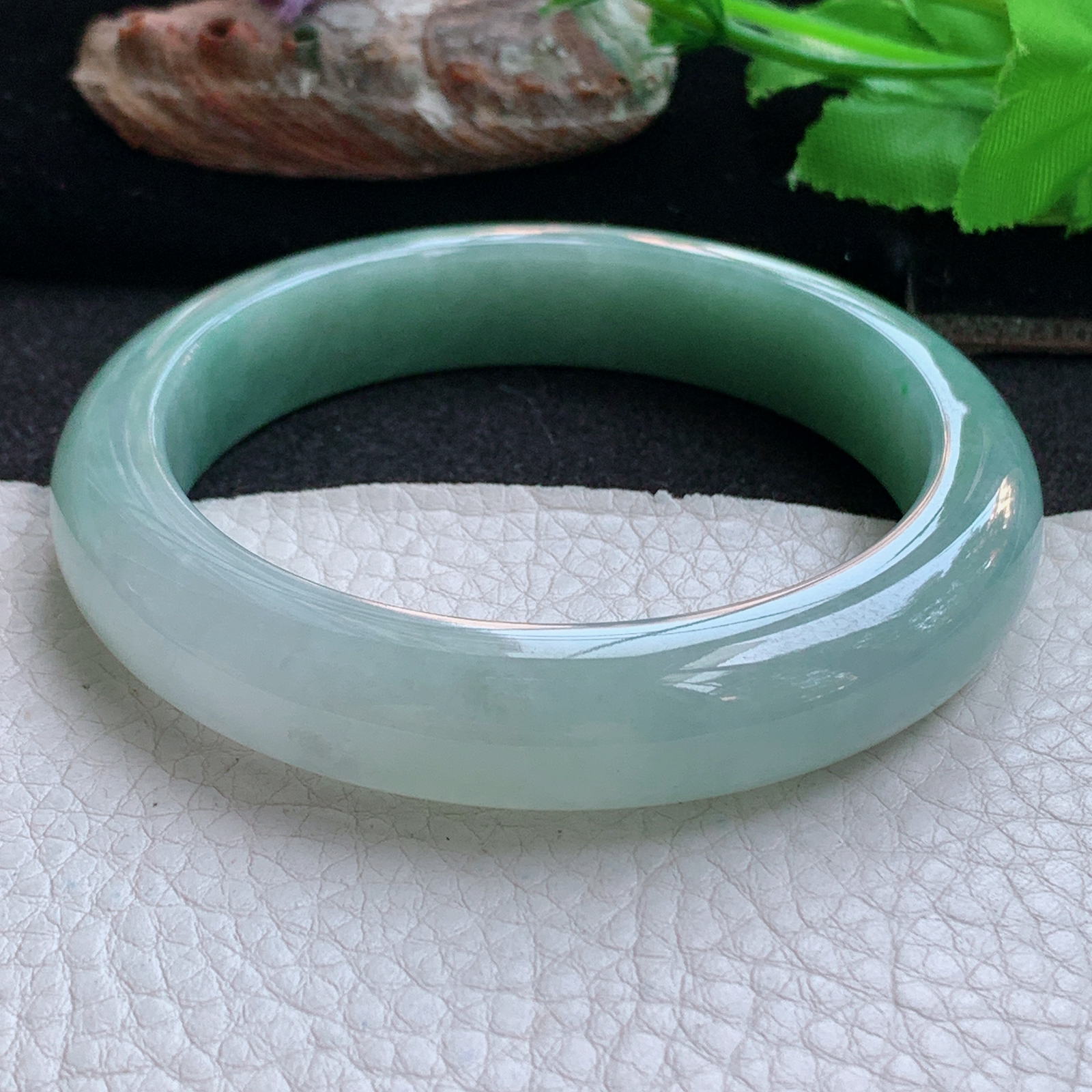 ym实拍59.5*12.5*8.8招财镯 天然缅甸翡翠a货手镯半山水正圈玉镯子