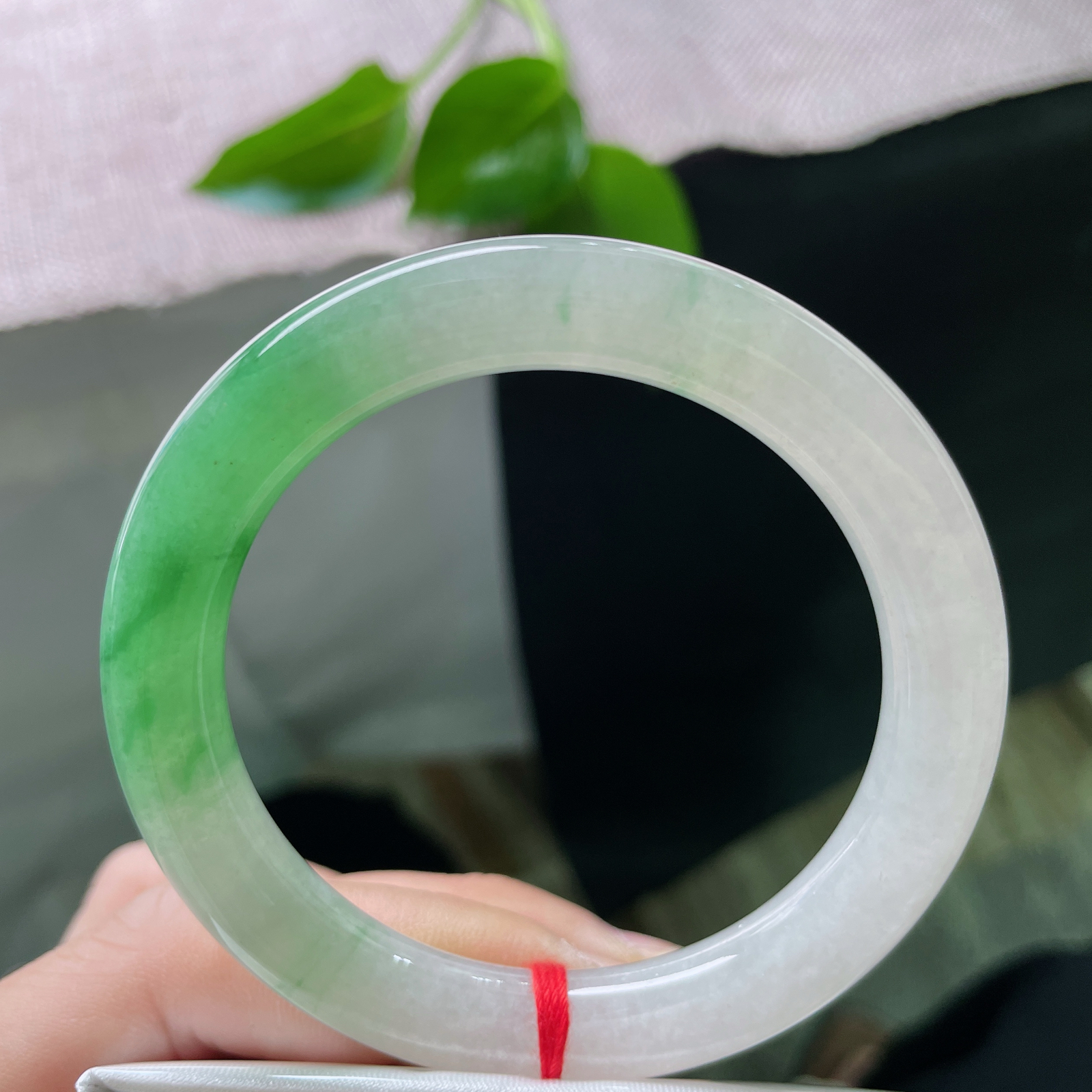 52.3/9.2飘绿圆条，水润细腻，翠色伊人，郁郁葱葱，沙眼，贵气。