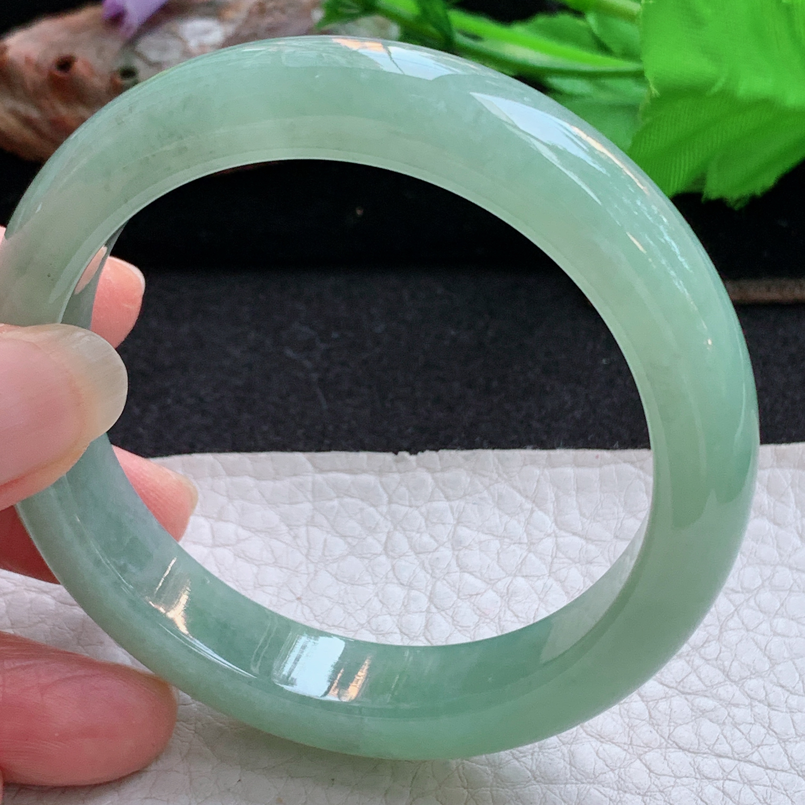 ym实拍55.5*12*8.3平安镯 天然缅甸翡翠a货手镯冰晴正圈玉镯子