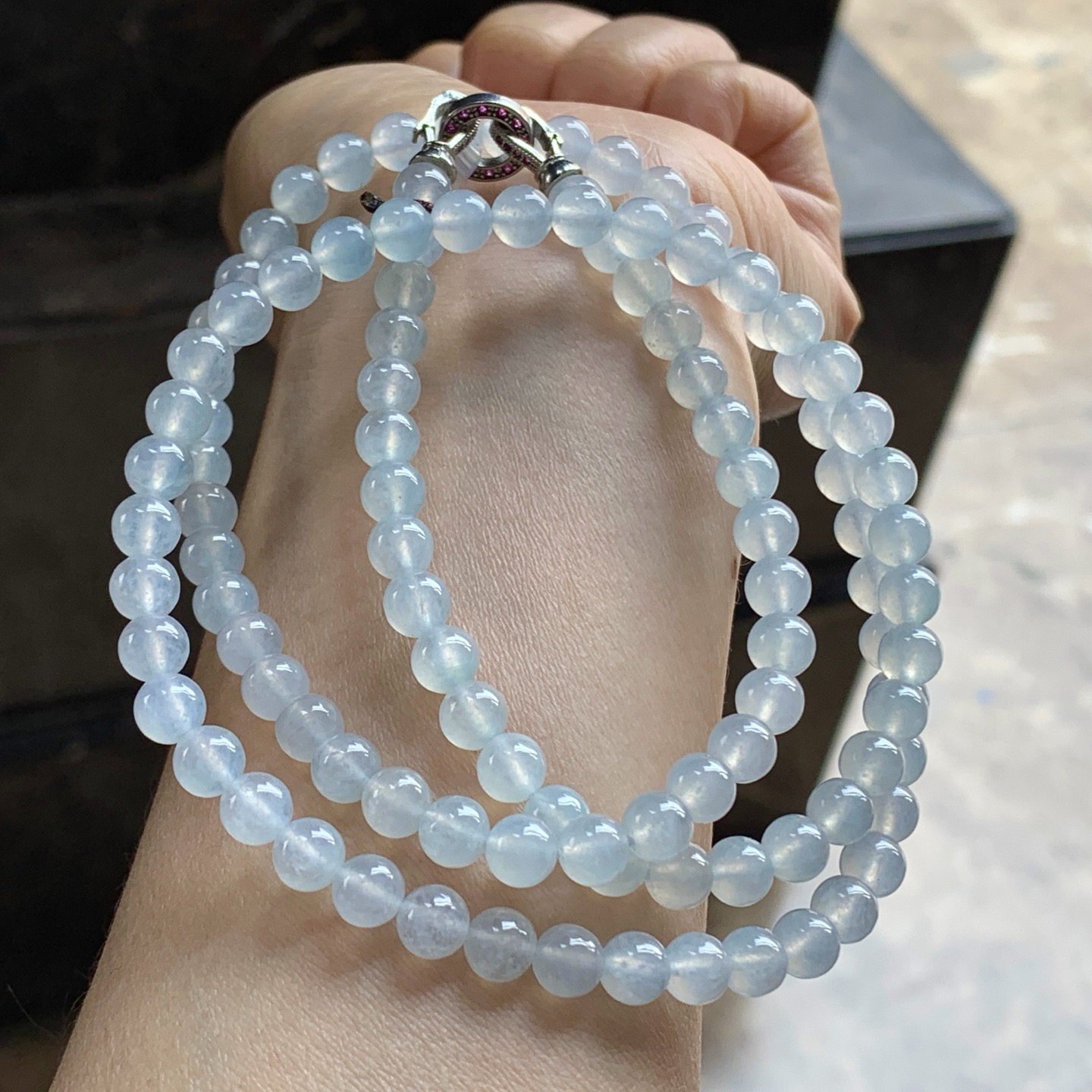 冰蓝珠链^_^冰透 亮眼