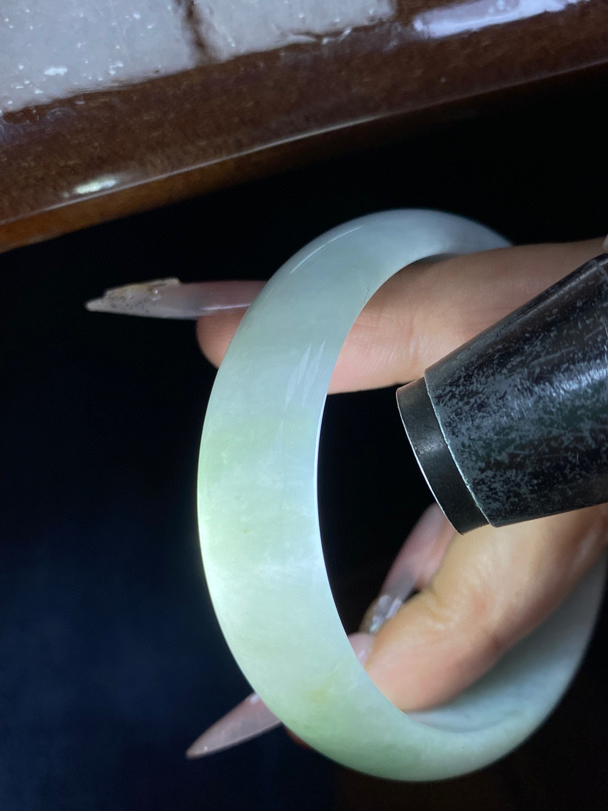 小圈口淡绿白月光宽版正圈成品（细纹不扣）
HYY-3207
⭕️54-15-6