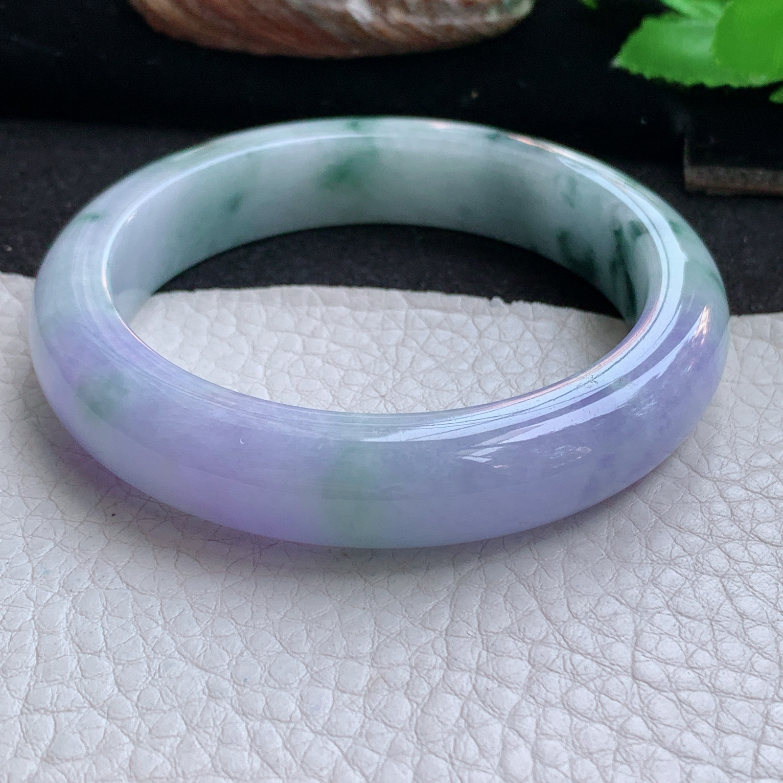 yh高雅款57*12.5*9平安镯 天然缅甸翡翠a货手镯春带彩厚装正圈玉镯子