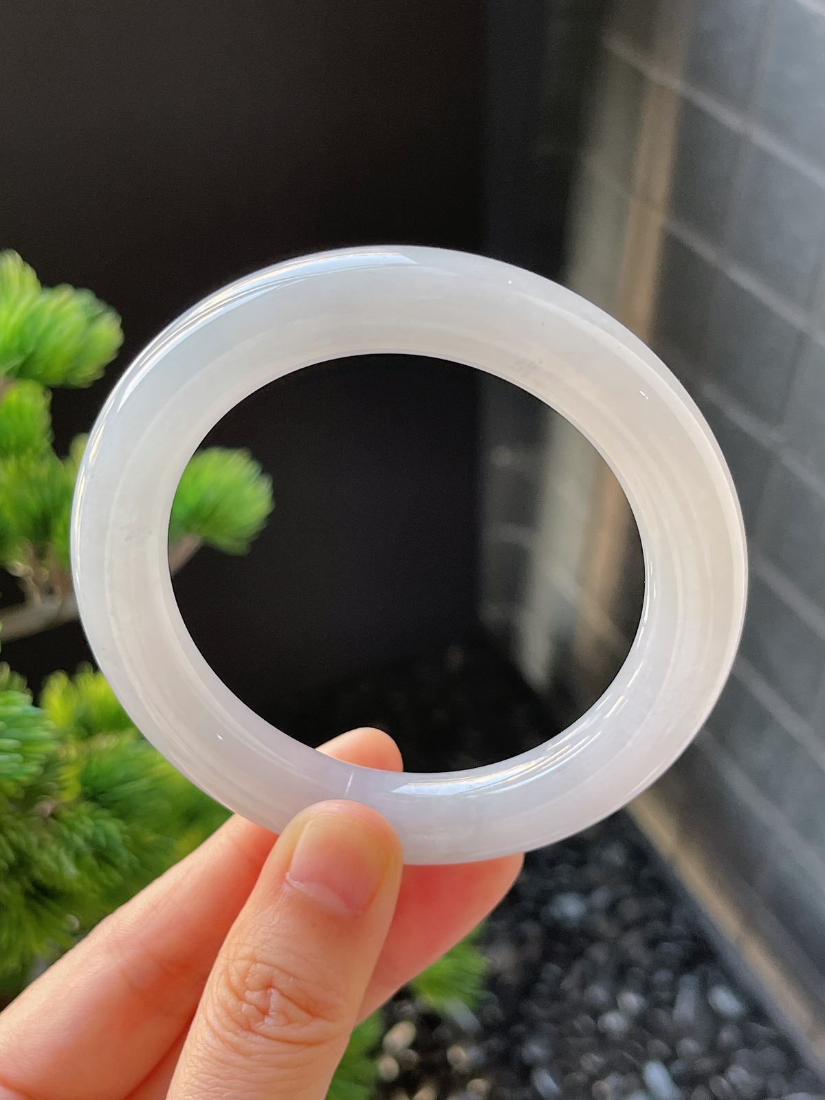 圆镯55.2圈口，翡翠冰糯种白色手镯