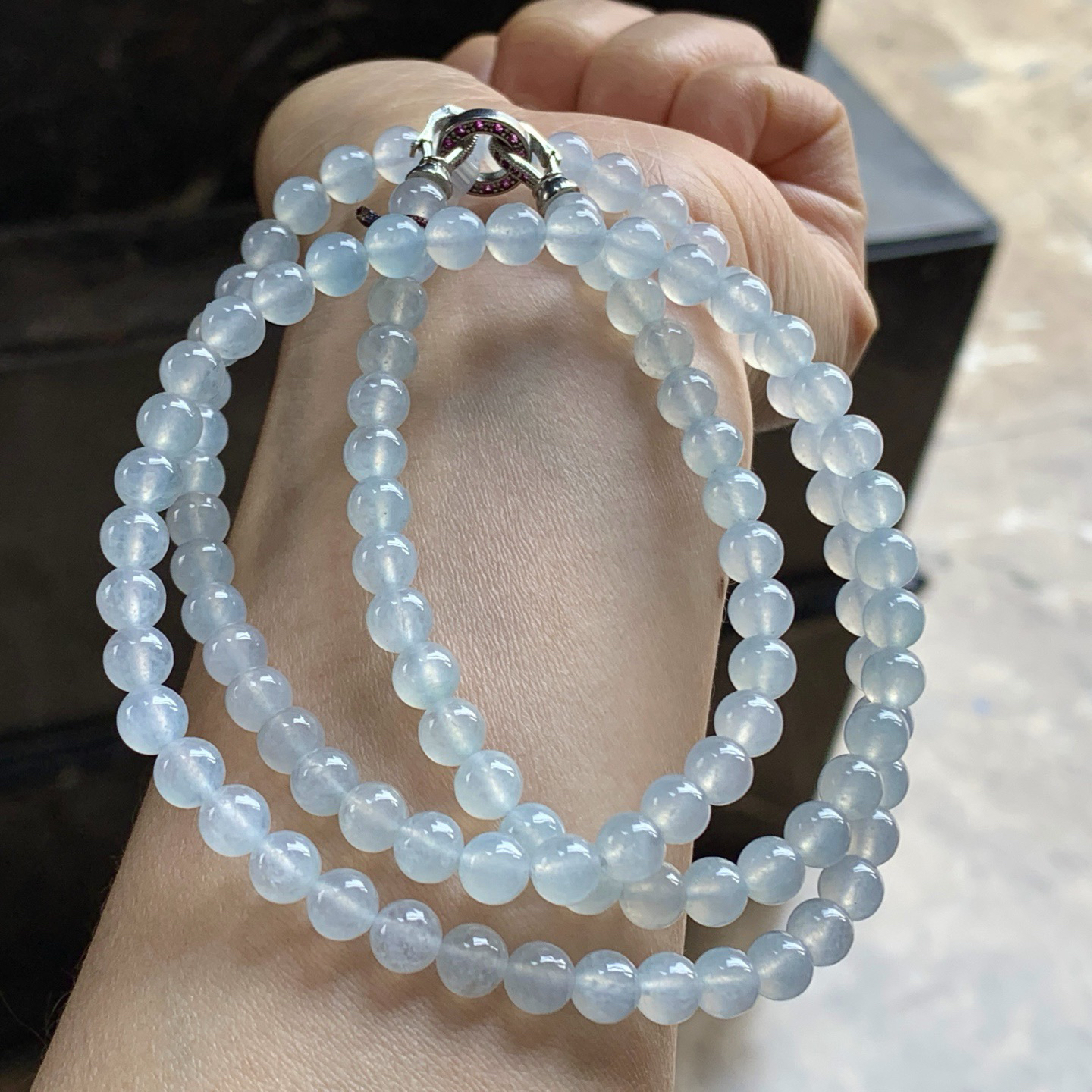 冰蓝珠链^_^冰透 亮眼