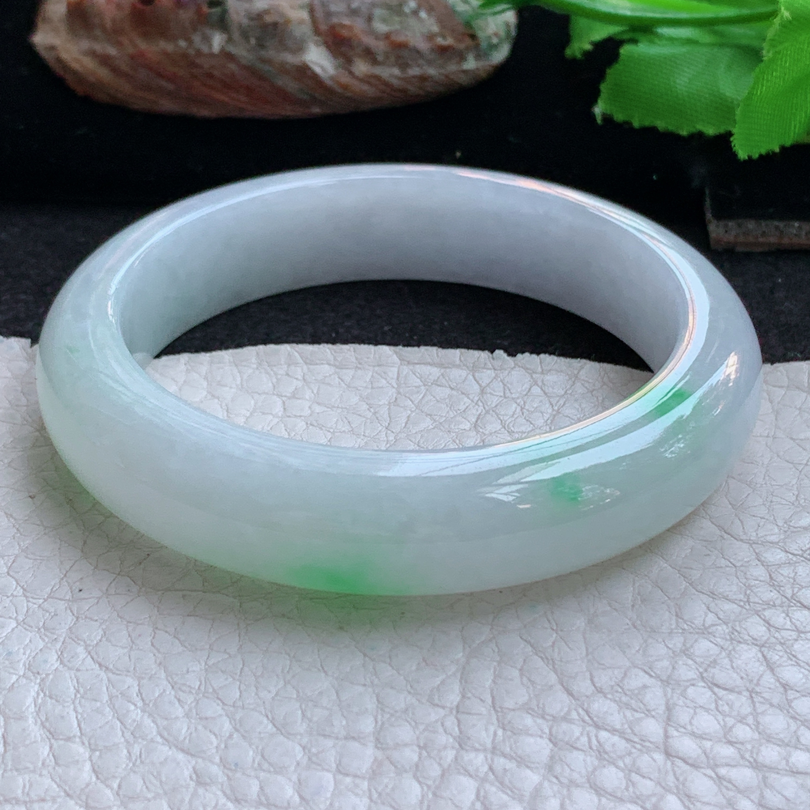 ee实拍53*13*8.3平安镯 天然缅甸翡翠a货手镯飘阳绿水润正圈玉镯子