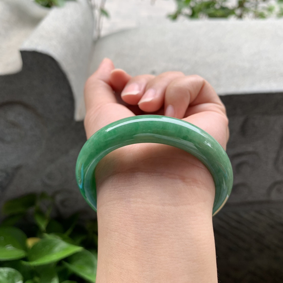 小圈口52.8-12-8 【辣绿正圈手镯】正圈52 53可戴