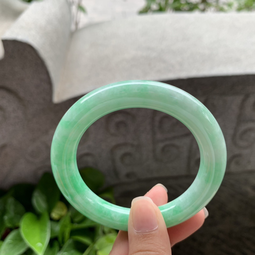 圈口54-10 【满绿圆条手镯】圆条54 55可戴