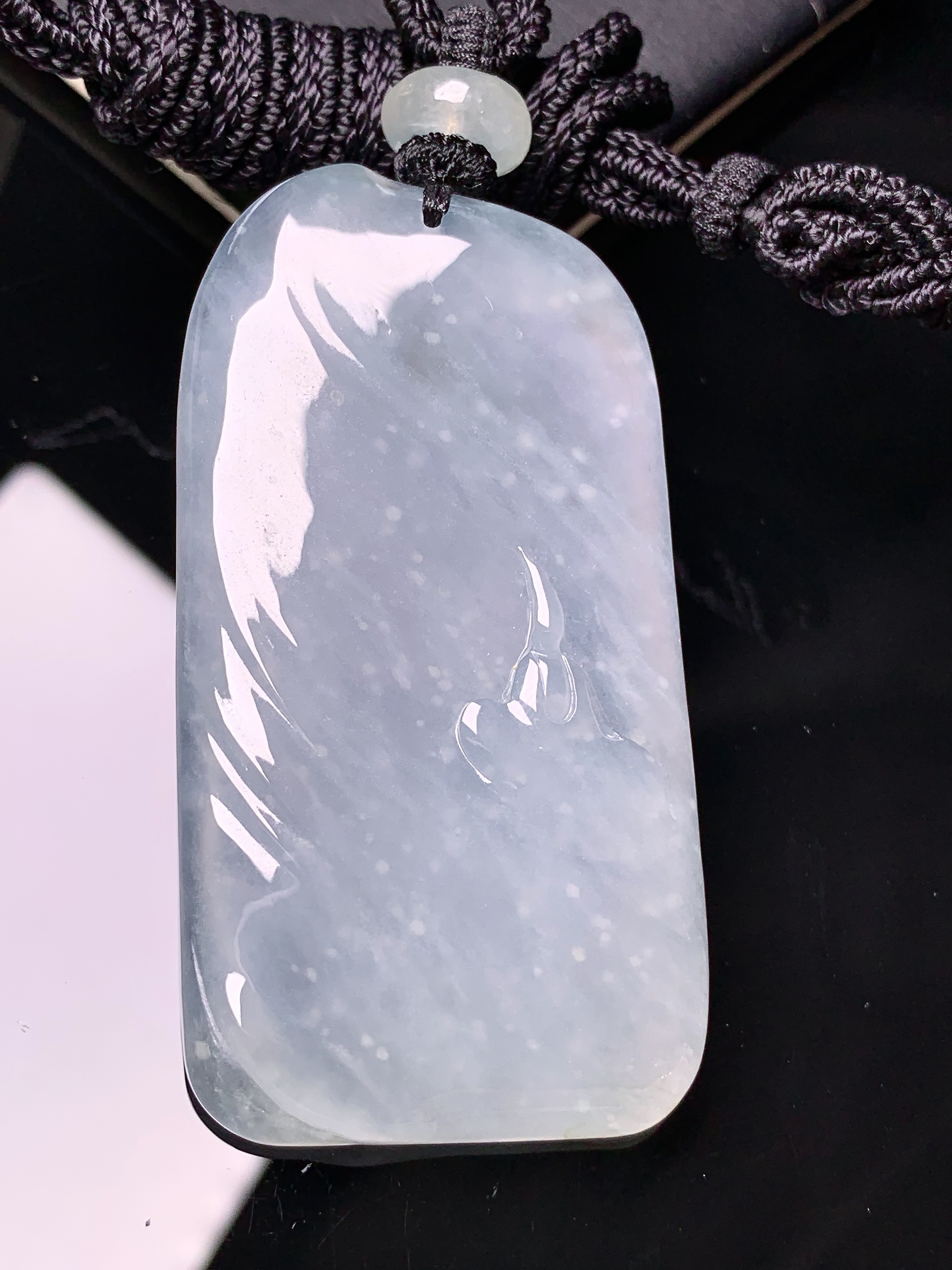 冰种悟道吊坠 玉质细腻 色泽艳丽清新 水润亮眼 整体尺寸59*31*4.8L1