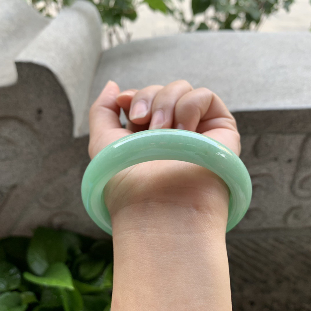 圈口 57.6-12.6-9.1【满绿正圈手镯】正圈57 58可戴