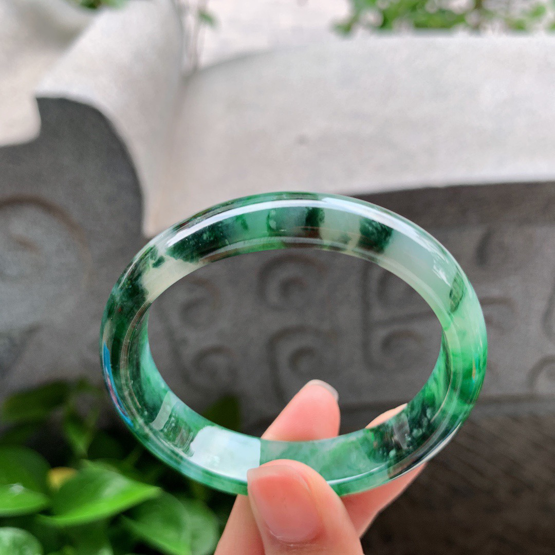 圈口55-49-12.9-6.6 【辣绿花贵妃手镯】贵妃55 56可戴