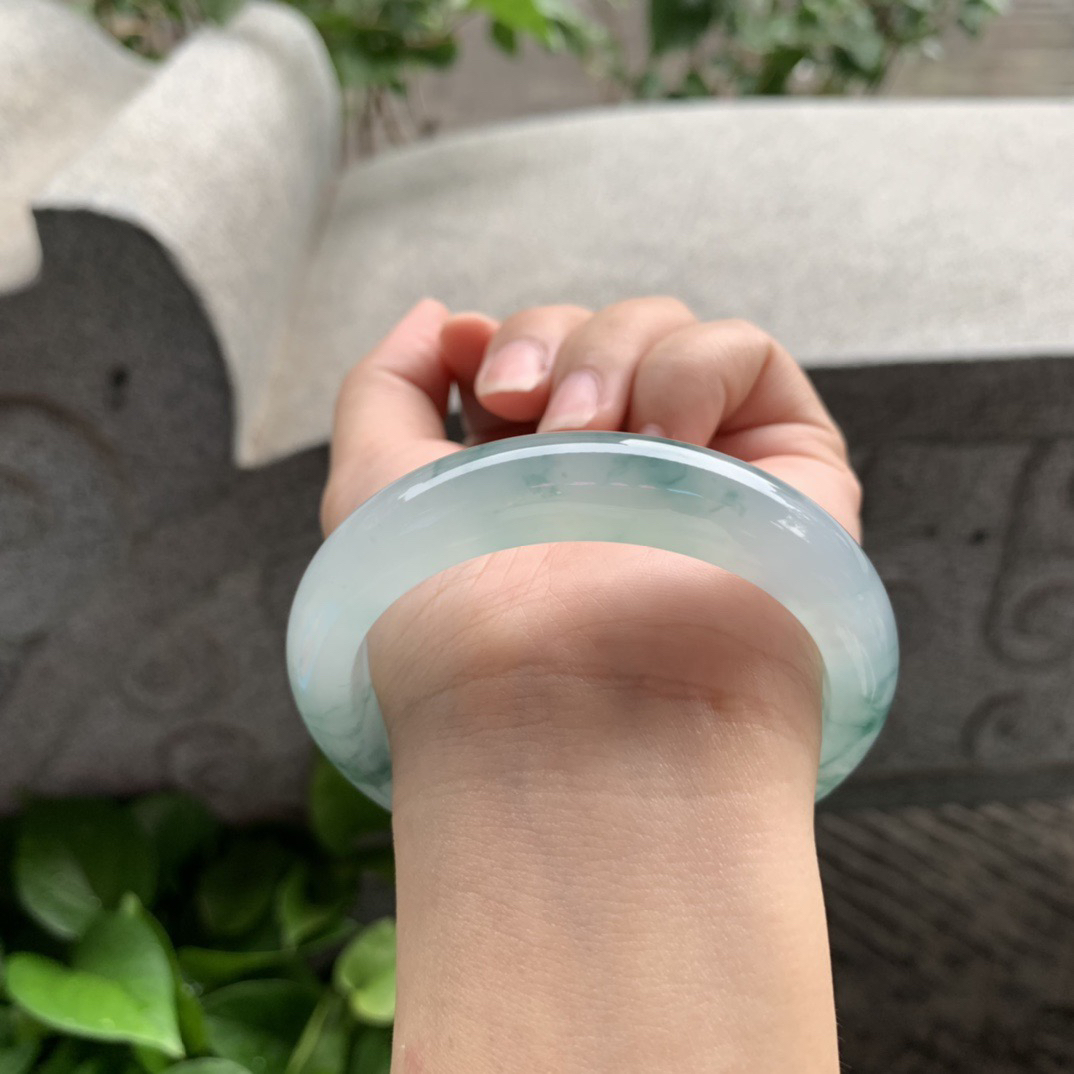 圈口56.2-12-8.5 【冰种飘花正圈手镯】正圈56 57可戴