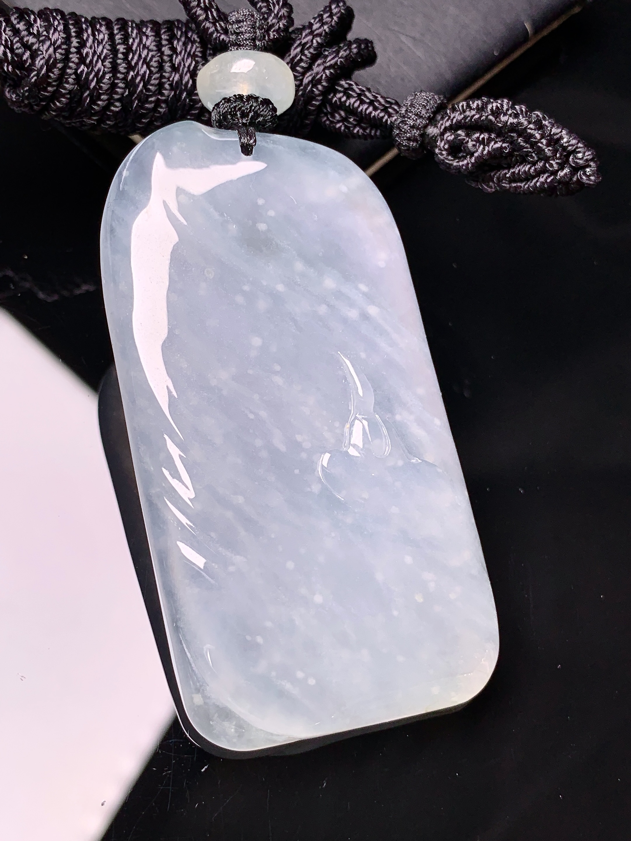 冰种悟道吊坠 玉质细腻 色泽艳丽清新 水润亮眼 整体尺寸59*31*4.8L1