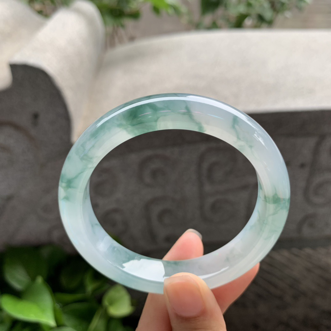 圈口56.2-12-8.5 【冰种飘花正圈手镯】正圈56 57可戴