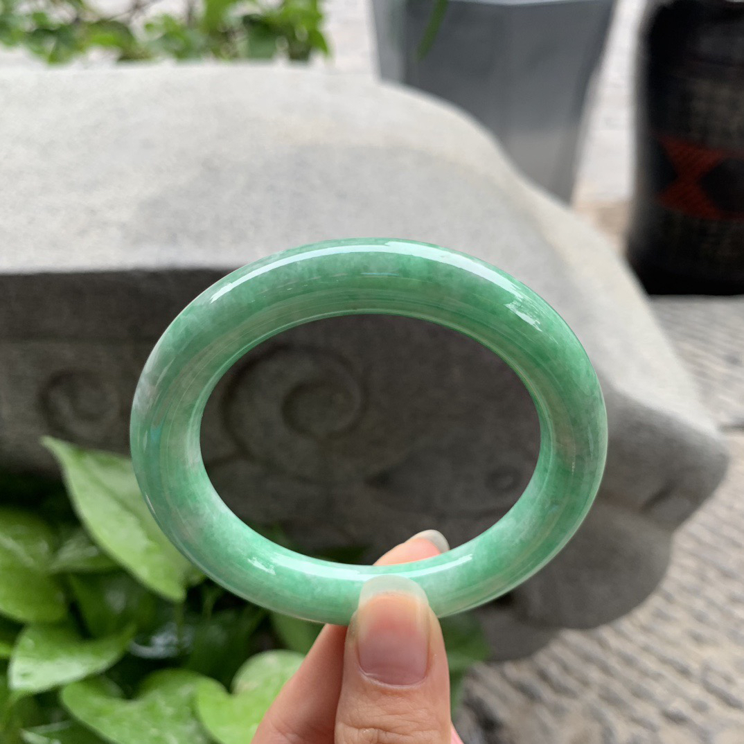 圈口56-11 【满绿圆条手镯】圆条56 57可戴