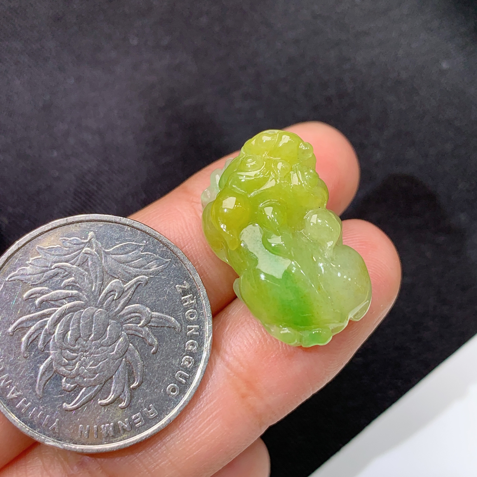 冰黄翡貔貅，冰润鲜艳，玉质细腻，种水足，Ax 尺寸22.6*13.8*8.9