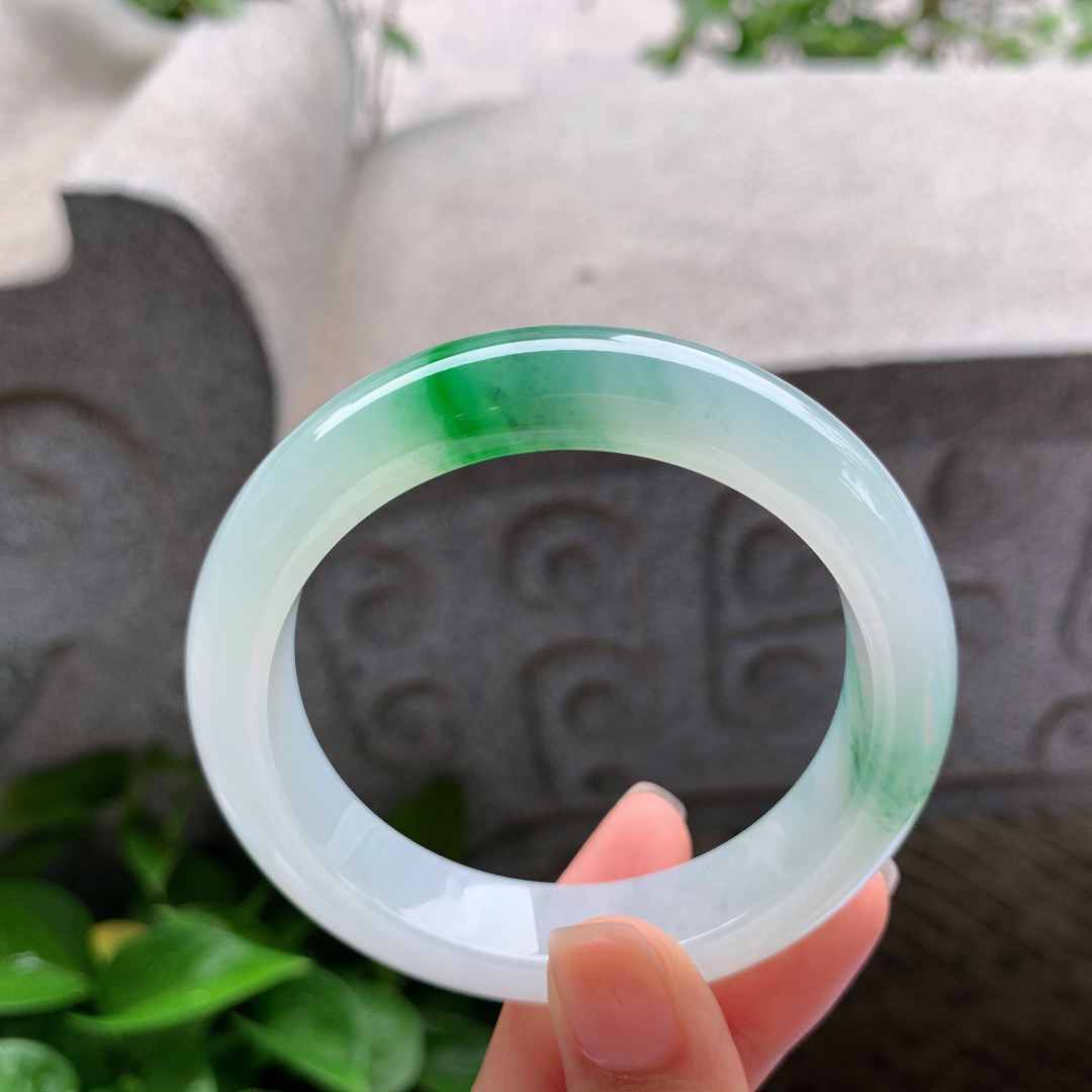 圈口 55.5-12.8-9.1【冰飘绿正圈手镯】正圈55 56可戴