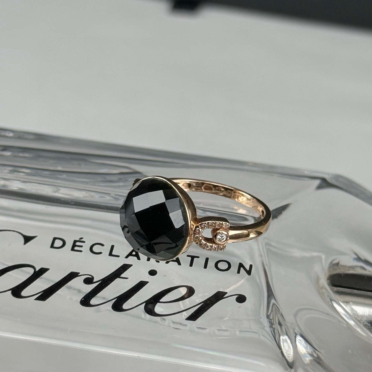 精品18k墨翠切割面女戒 种好色正 黑度极好 打灯通透 油性十足 尺寸11.7