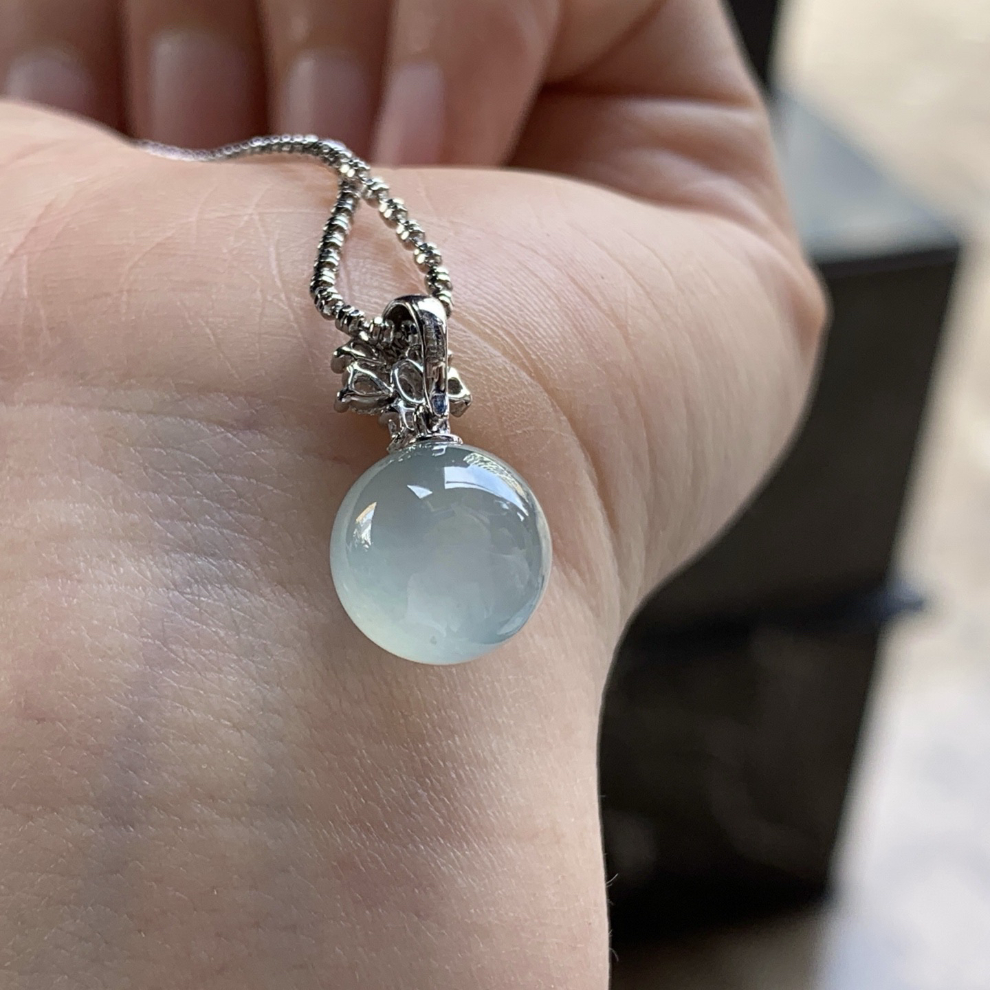 金钻镶嵌冰晴珠子吊坠^_^荧光十足 透亮